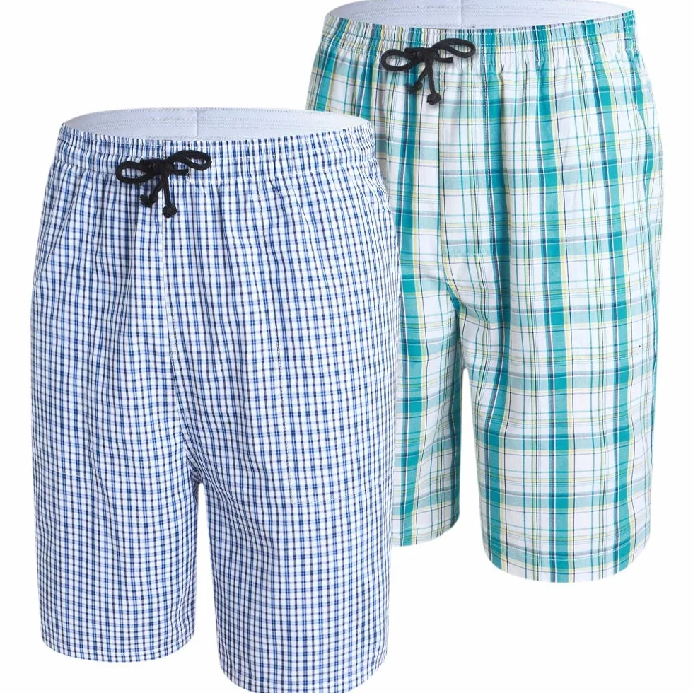 Pantalones Cortos de Pijama Hombre Algodón a Cuadros Pack de 2