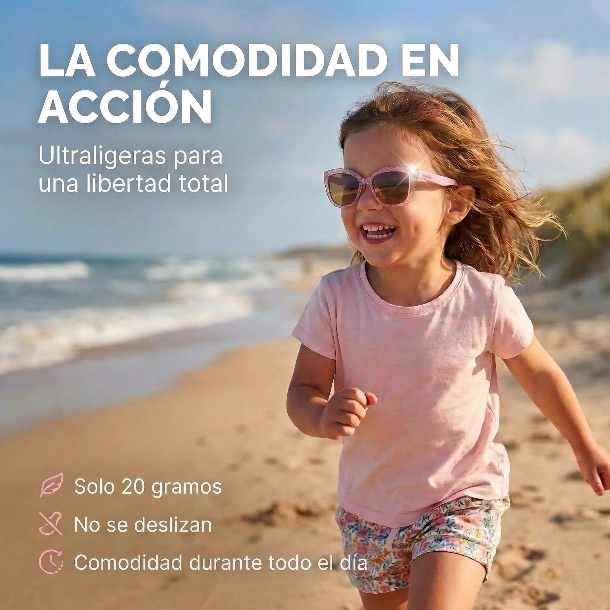 Kiddus Gafas de Sol Niña 4-8 Años Polarizadas UV400 CAT3 TR90 Flexible CE ISO REACH