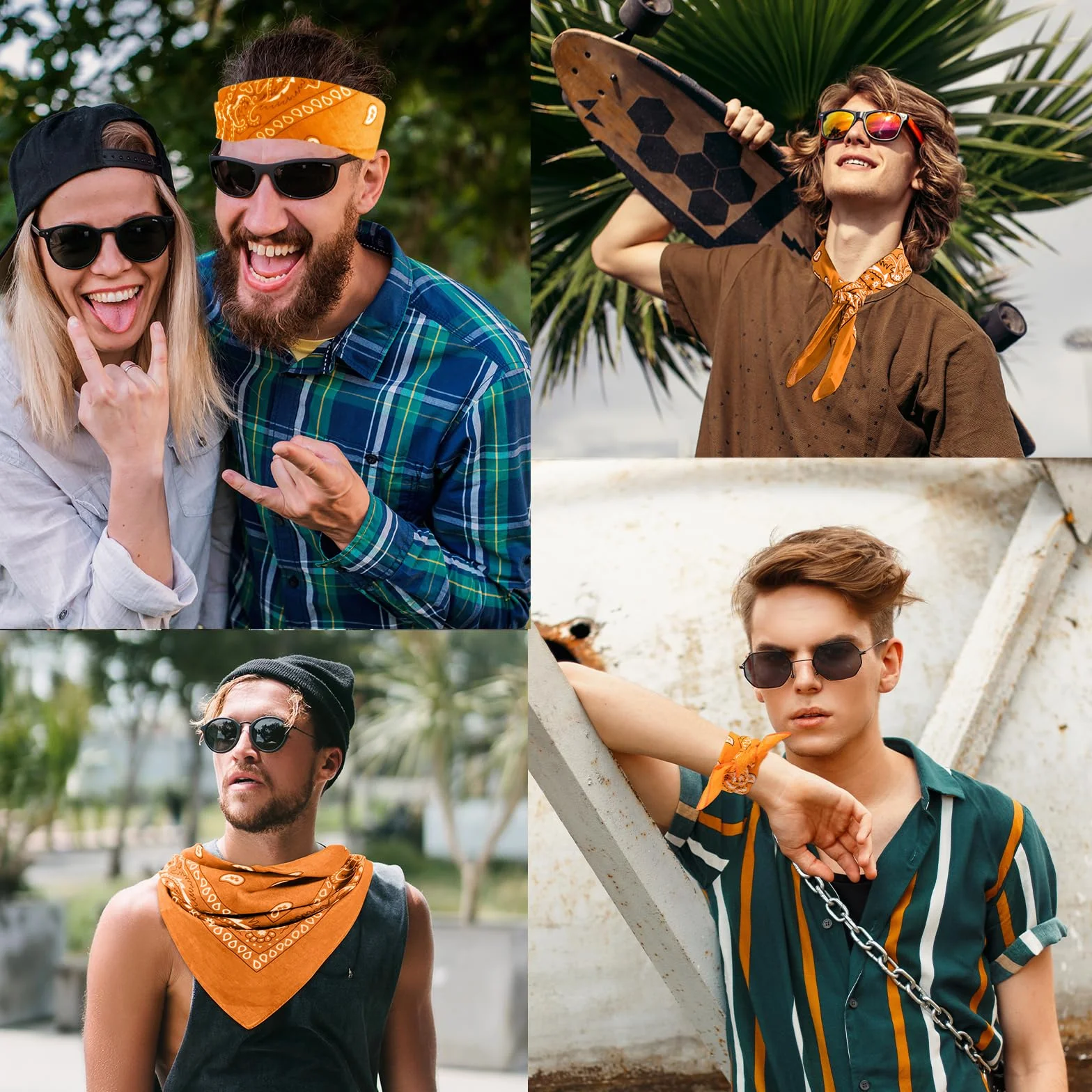 Paquete de 6 bandanas de algodón con estampado de cachemira para mujeres y hombres
