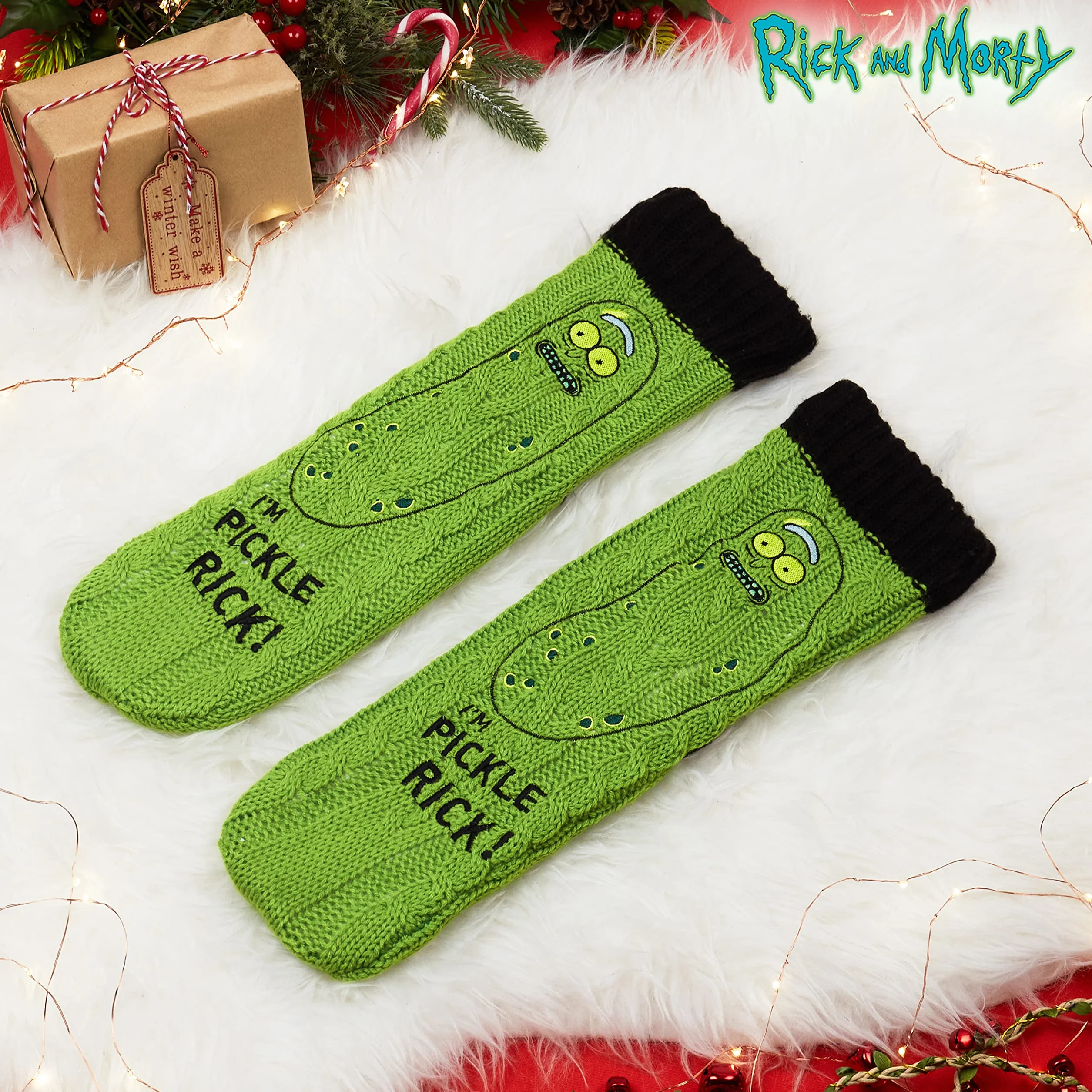 Rick and Morty Calcetines Antideslizantes 38-44 EU, Calcetines Pantuflas Forro Sherpa