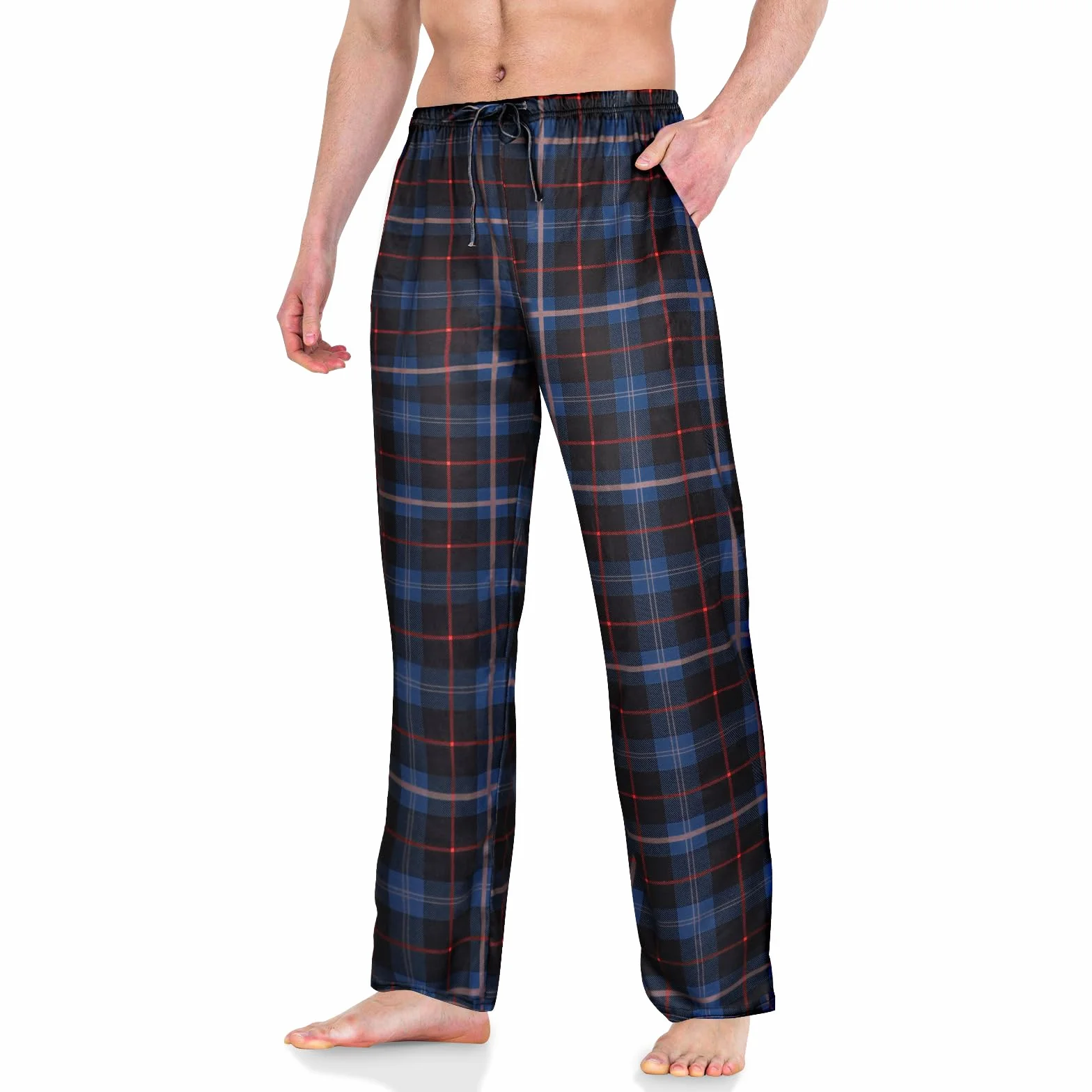 AUYAO Pijama Hombre Pantalones con Bolsillos Largos Otoño Invierno