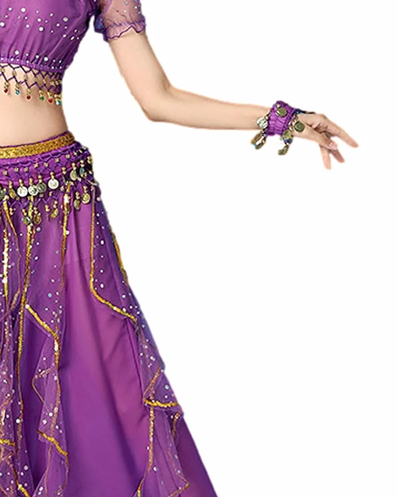 Bollywood Indian Arabian Lace Ribbon Belly Dance 3-Piece Dress Costume
