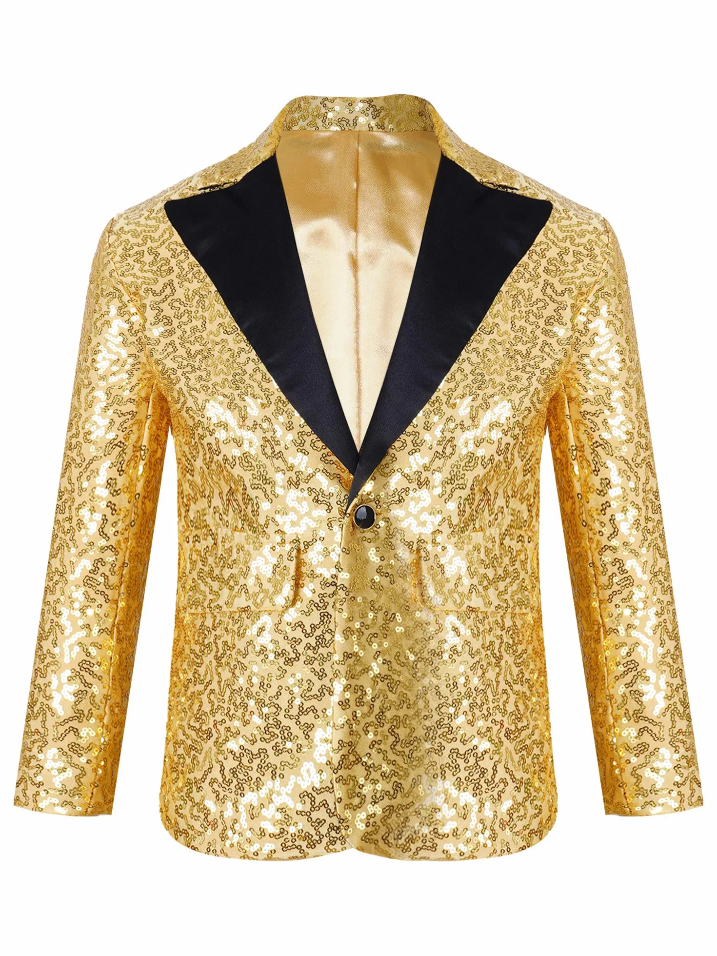 Americana de fiesta para niños con lentejuelas manga larga chaqueta esmoquin cuello solapa abrigo brillante corte ajustado