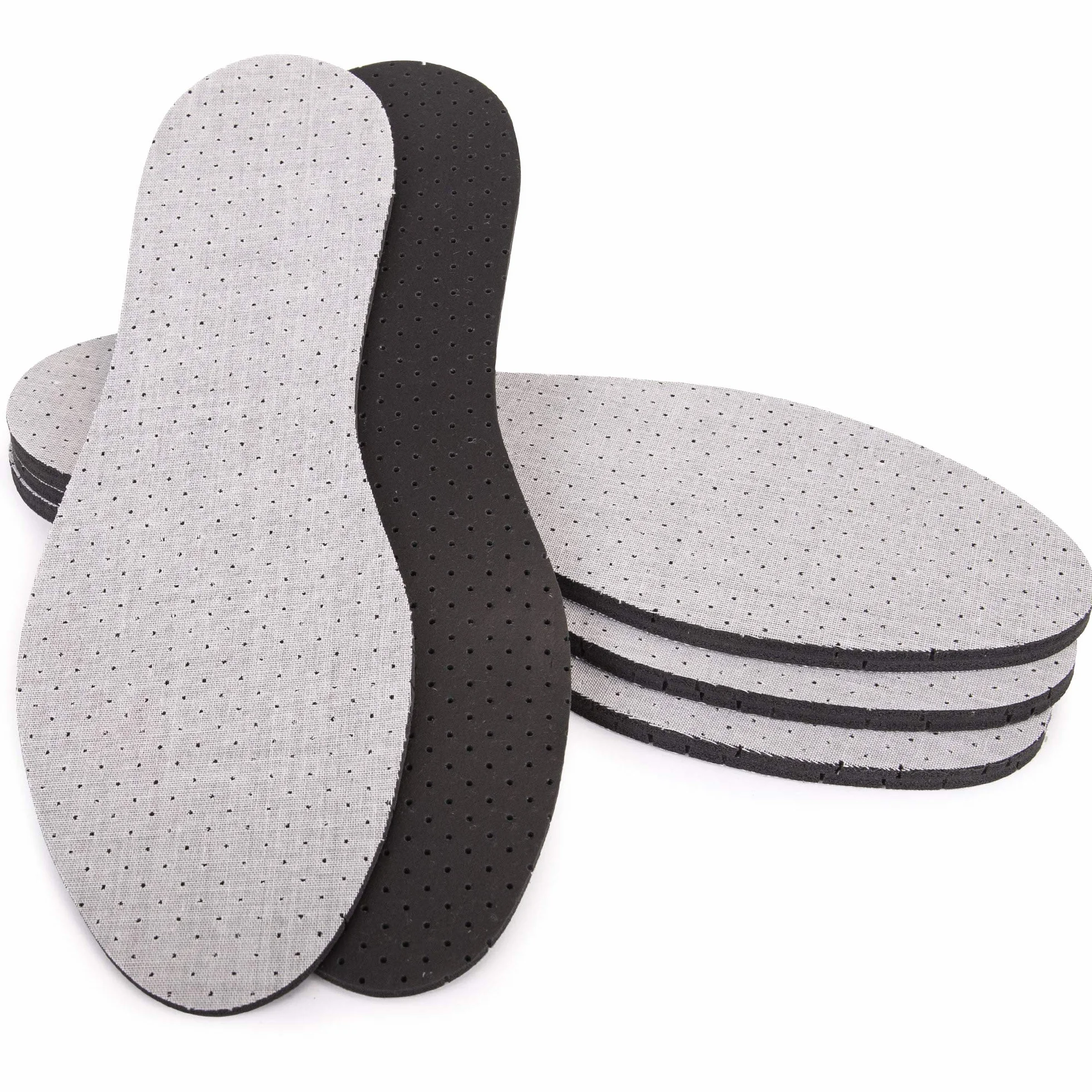 SULPO Plantillas de Carbón Activado Antisudor - Suelas Extraíbles de Espuma de Algodón y Látex para Zapatos, 4 Pares Tallas 36-48