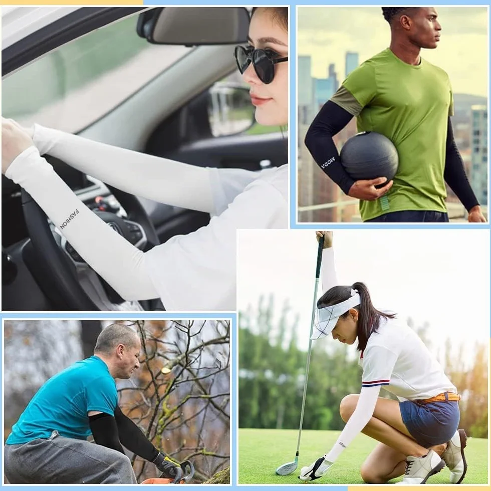 Mangas para Brazo Elásticas de Protección UV Enfriamiento Transpirables para Ciclismo Deportes