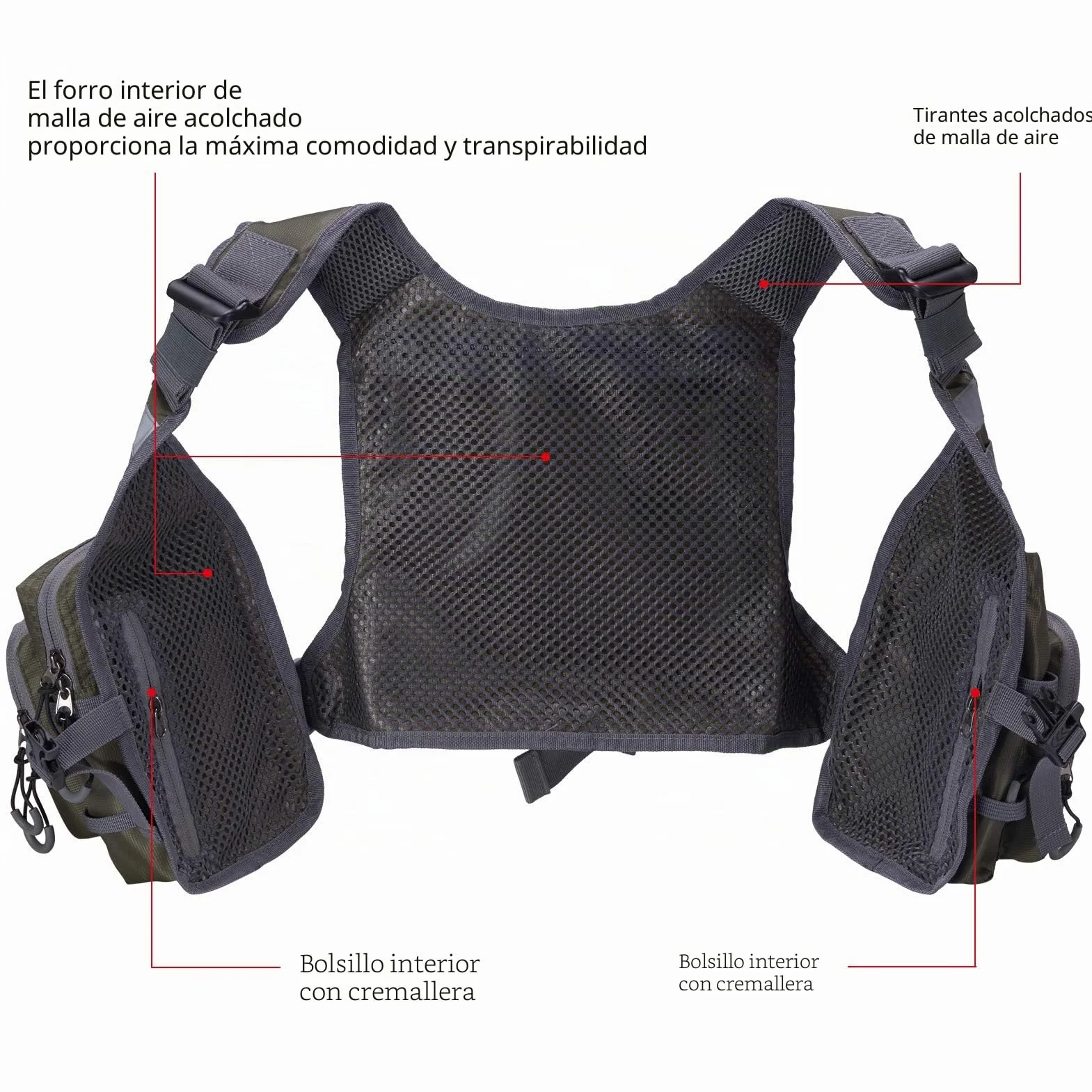 Bassdash FV08 Chaleco de Pesca con Mosca Ultraligero Unisex Portátil