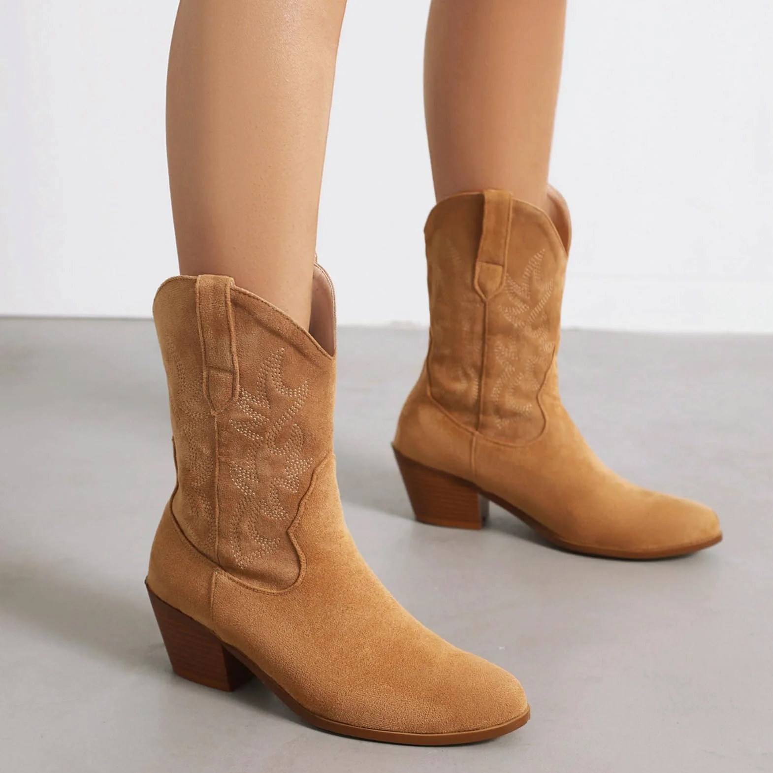 rismart Botas Vaqueras Western Mujer Media pierna Bordado