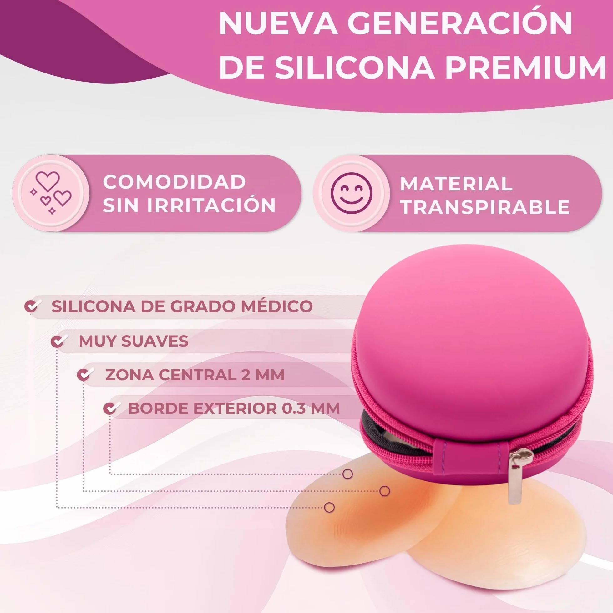 Pezoneras Adhesivas Invisibles Premium 8cmØ Cubre Pezones Reutilizables de Silicona Ultra Fina Hipoalergénicas Resistentes al Sudor y Agua