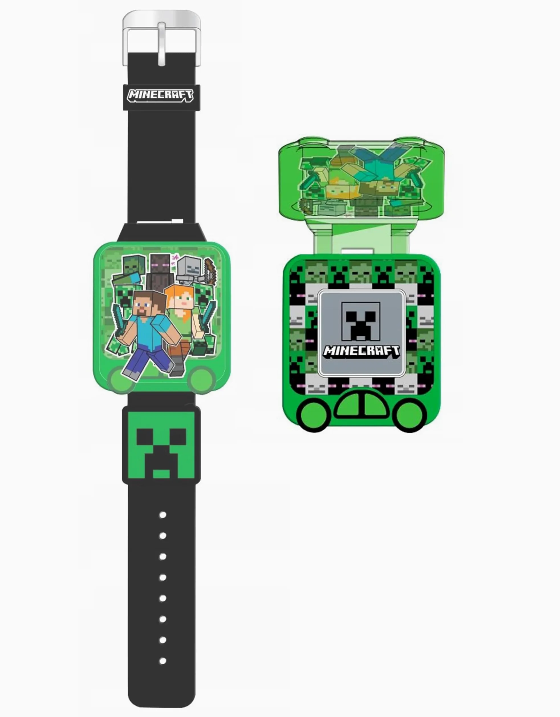 SRV Hub Minecraft - Reloj digital educativo - Reloj inteligente LED para niños con 5 divertidos juegos de aprendizaje, temporizador, alarma, cronómetro, 10 caras de reloj, correa de silicona azul - A