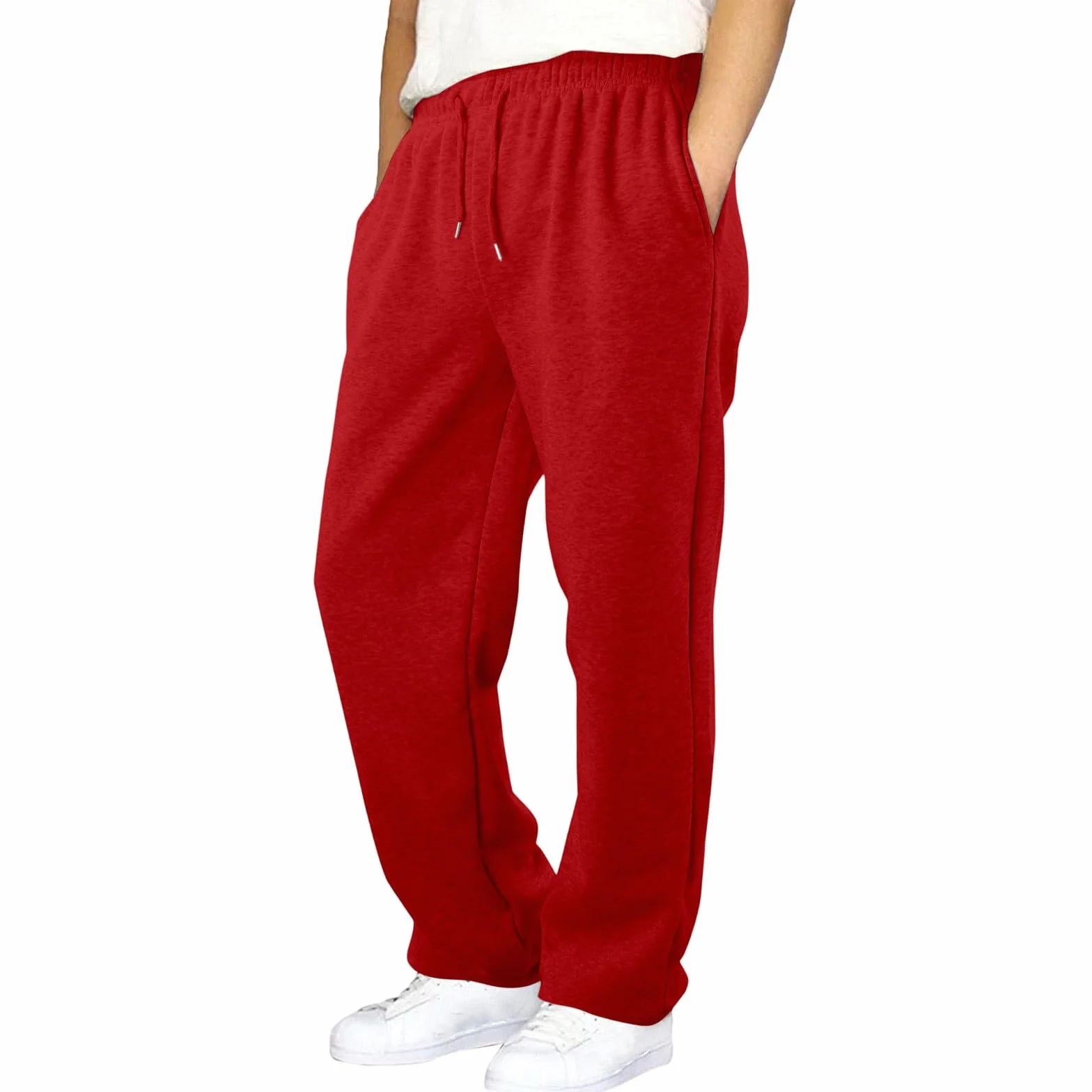 Pantalones casuales para niños, cintura elástica, cordón, ajuste holgado, pierna ancha