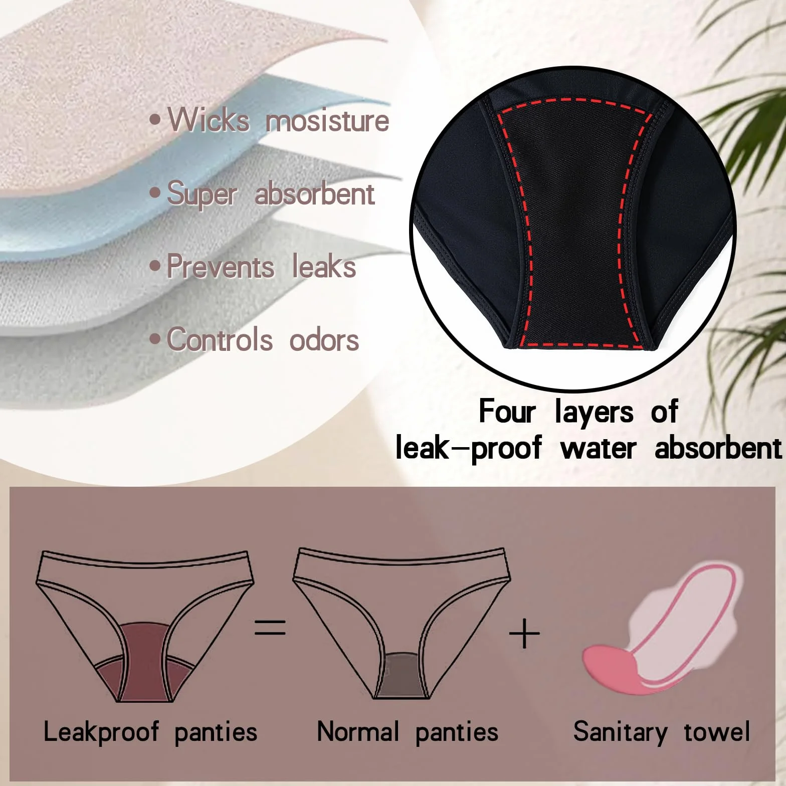Traje de baño de 4 Capas a Prueba de Fugas para Mujeres y Niñas, Alta Elasticidad