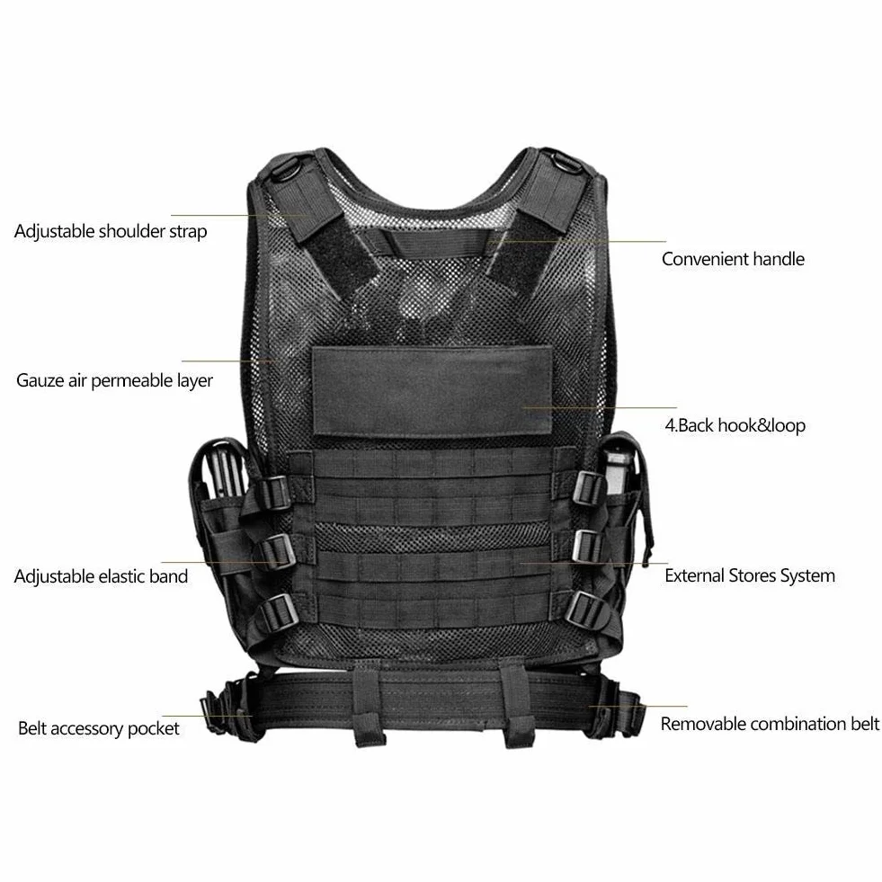 Chaleco Táctico Militar Poliéster Airsoft Caza Airsoft