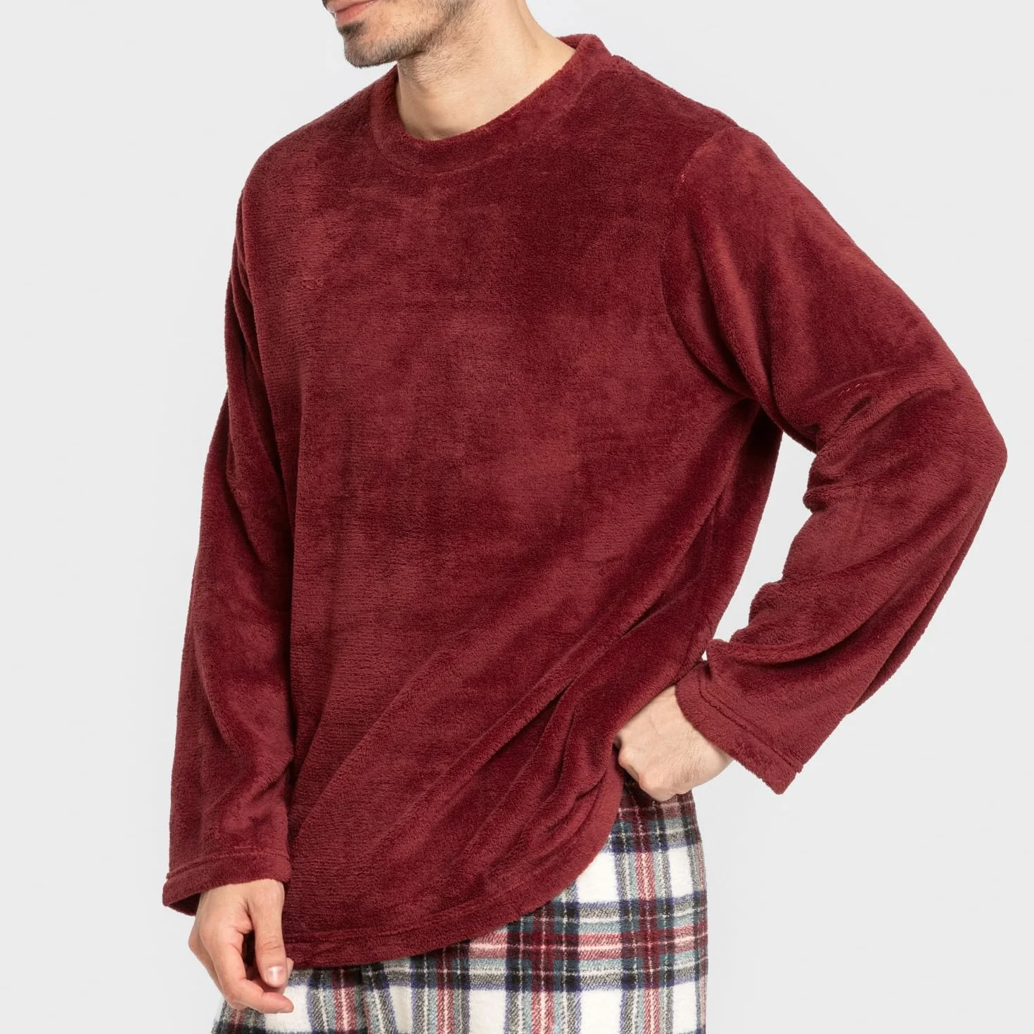 TRAMAS+ Pijama Hombre Invierno Coralina Manga Larga Polar Pantalón Largo Conjunto Cómodo Calentito