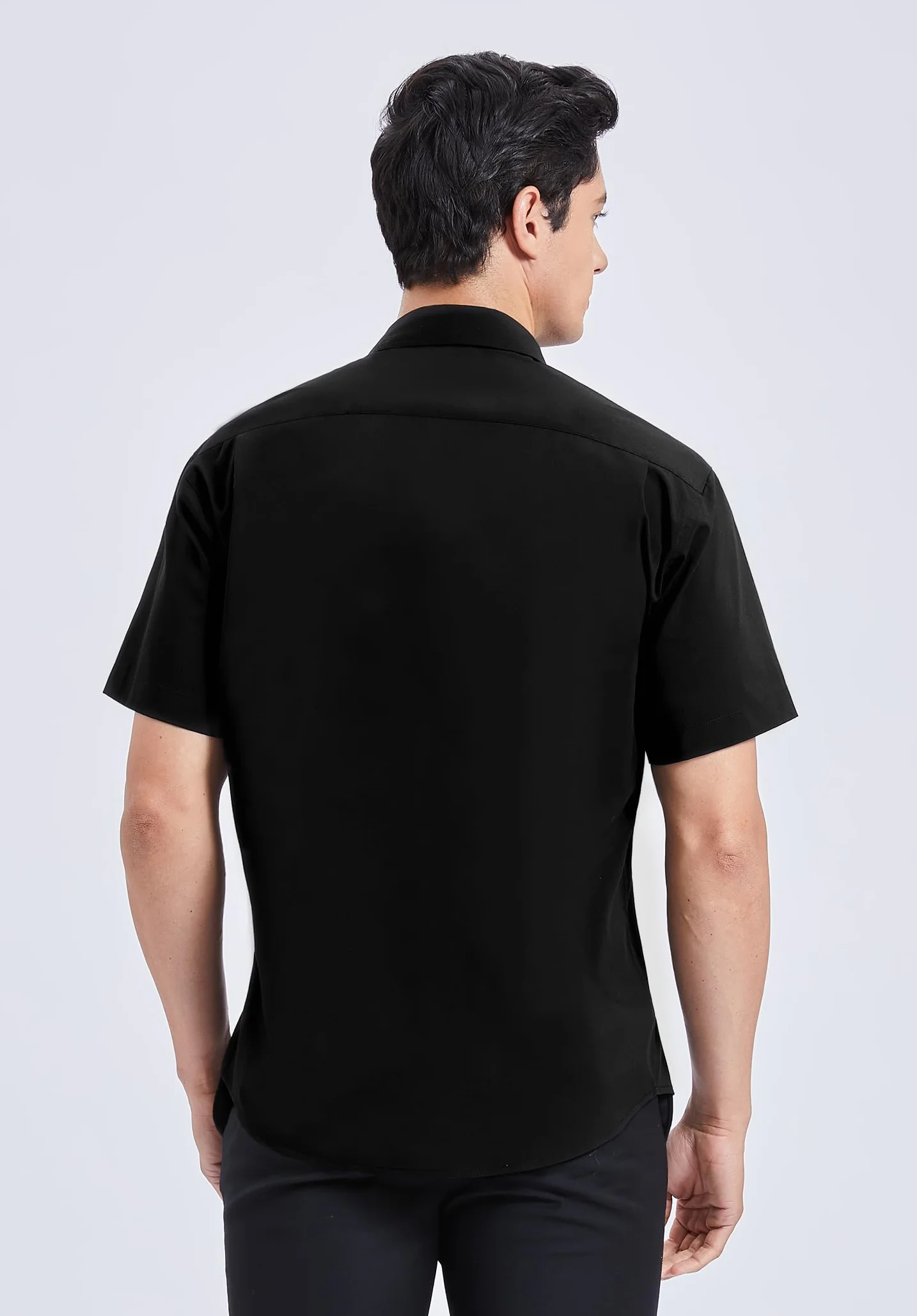 HISDERN Camisa de Vestir Manga Corta Hombre - Sólida con Bolsillo Pecho S-4XL