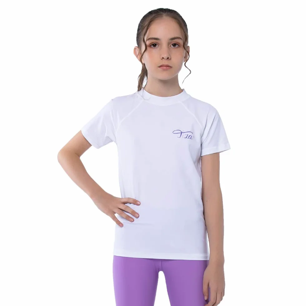 Camiseta Natación Protección Solar Niñas Traje Baño Manga Corta Rashguard Surf 4-14 años