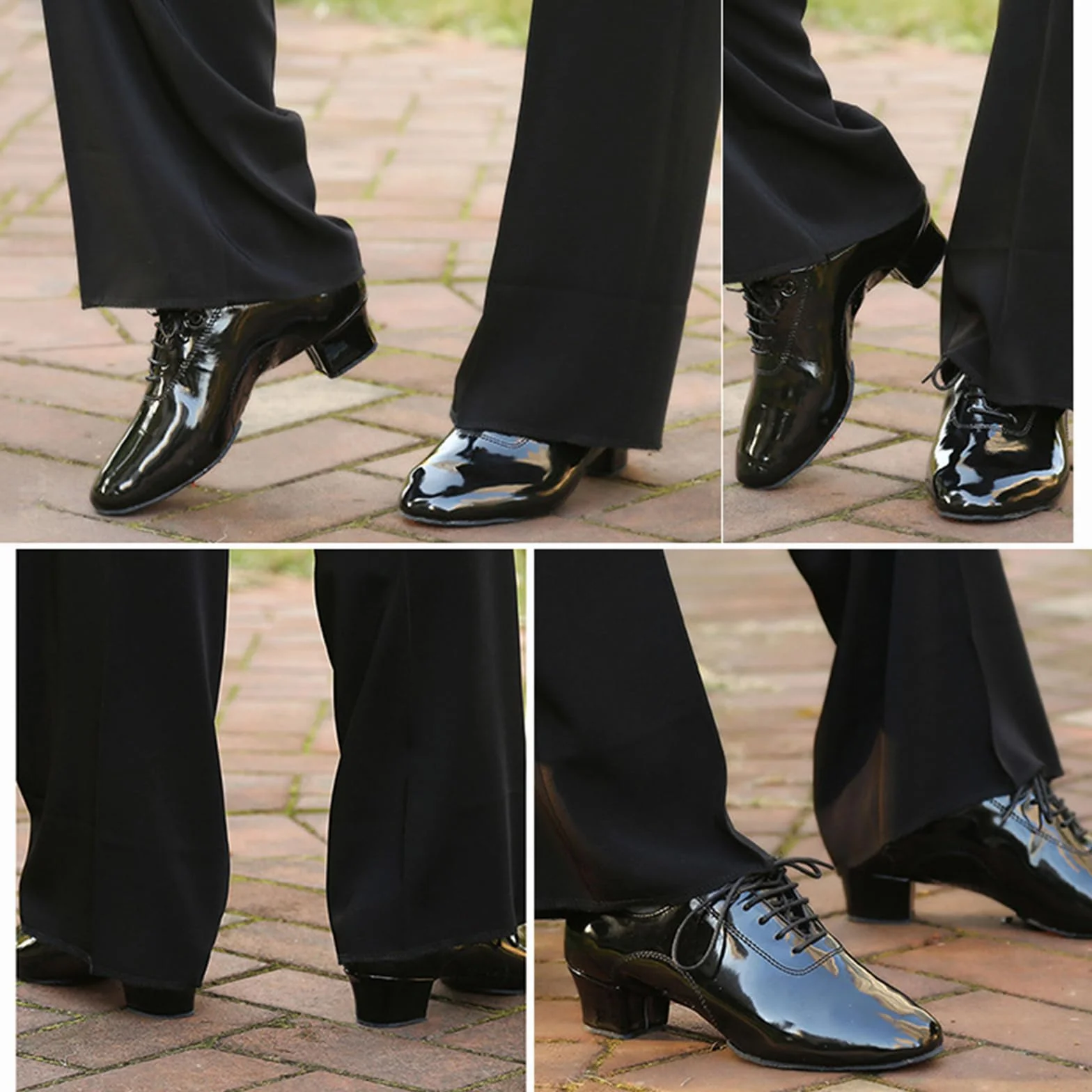 Zapatos De Baile Latino Hombre Suela Dividida Charol Tacón Bajo Transpirables
