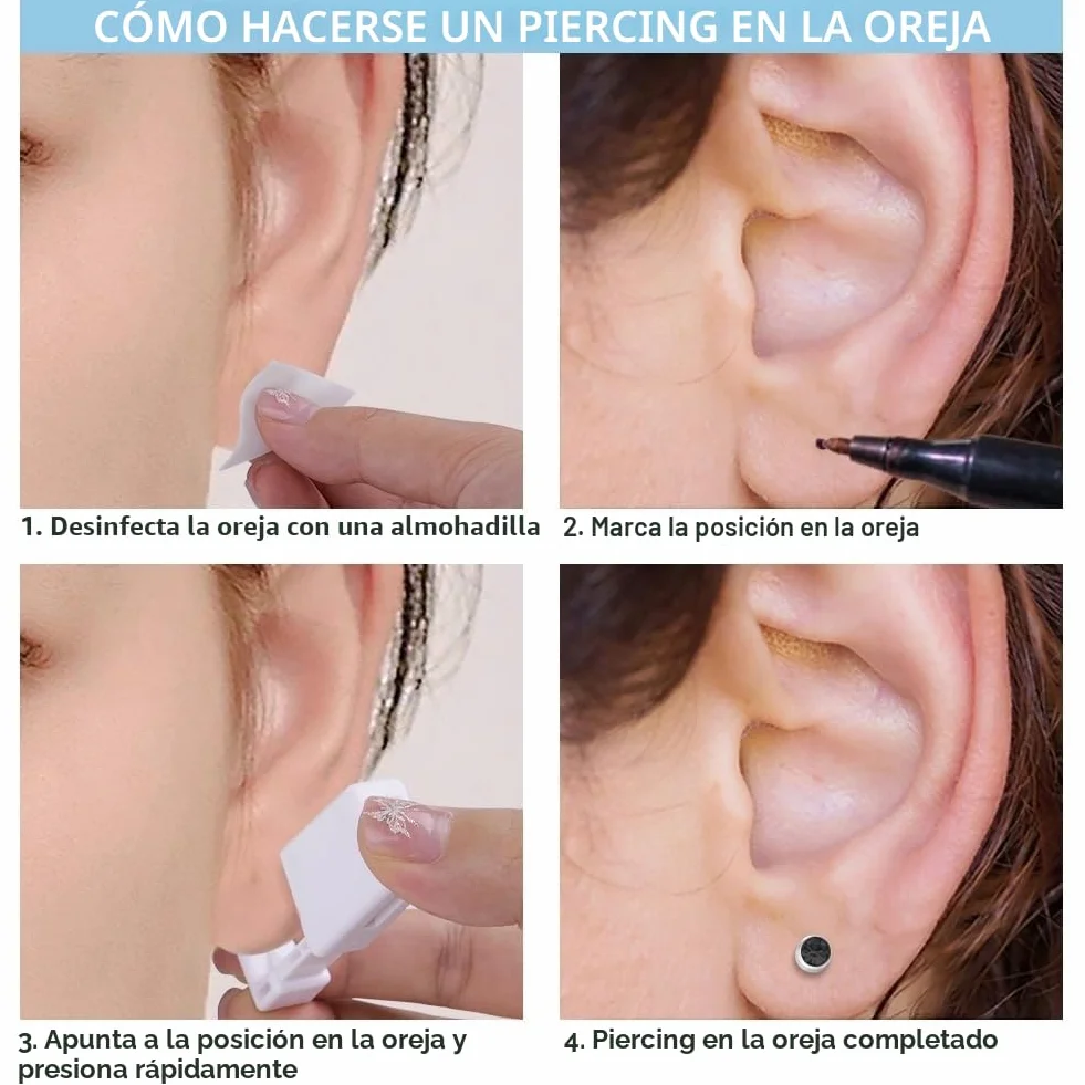 Aucuu Pistolas Desechables para Perforar Orejas, Herramienta Autoperforante Indolora con Pendientes de Acero Inoxidable