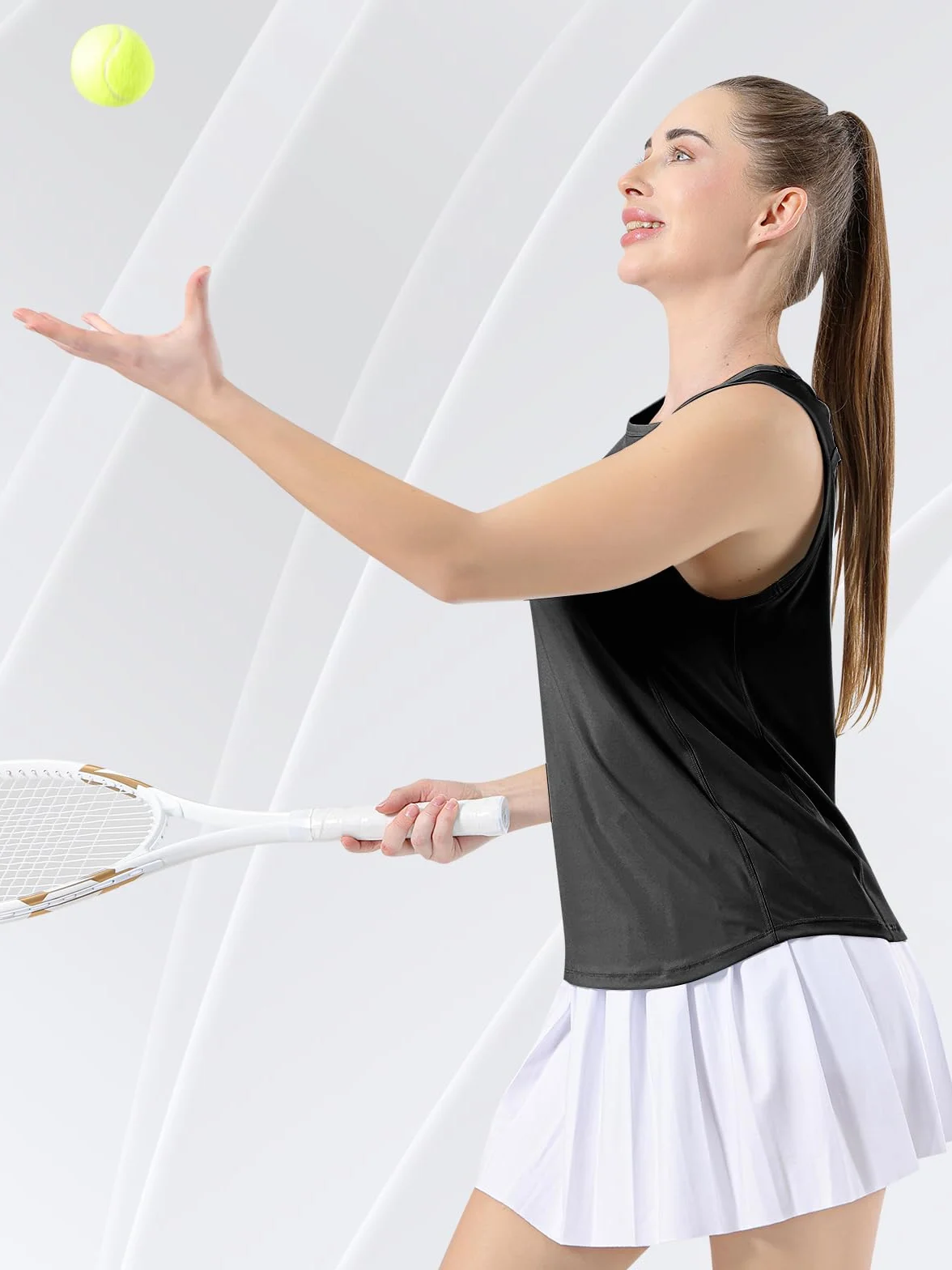 Bezioner Camiseta Deportiva Mujer sin Mangas Malla Tirantes Tops para Tenis Golf Yoga Correr