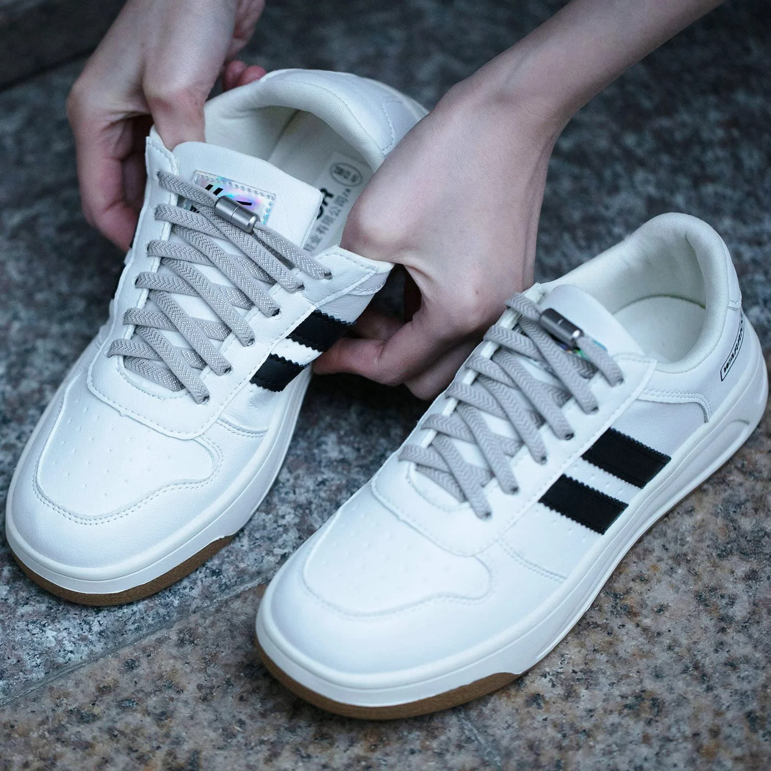 Olukssck 2 Pares Cordones Elásticos Sin Nudo con Hebilla Metal Cordones Deportivos