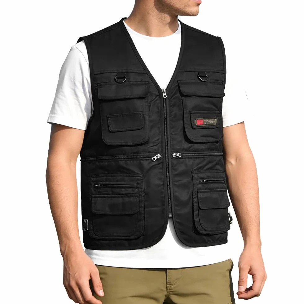 Chaleco de Trabajo Multibolsillo Hombre Pesca Verano Respirable Secado Rápido XL