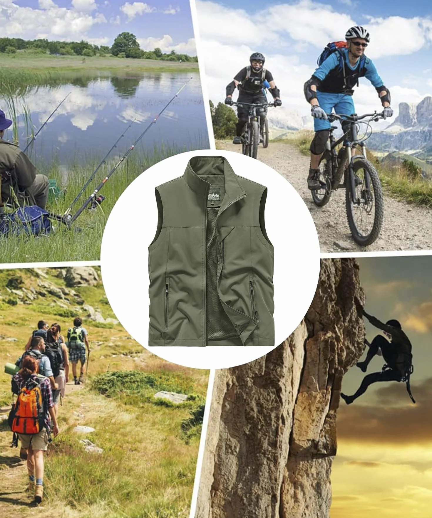 Hombres Al Aire Libre Chaleco de Pesca Verano Chalecos de Secado Rápido Chaqueta Sin Mangas Transpirable Chaleco de Trabajo Ligero Multifunción Chaleco de Fotografia Caza Viajes Trekking