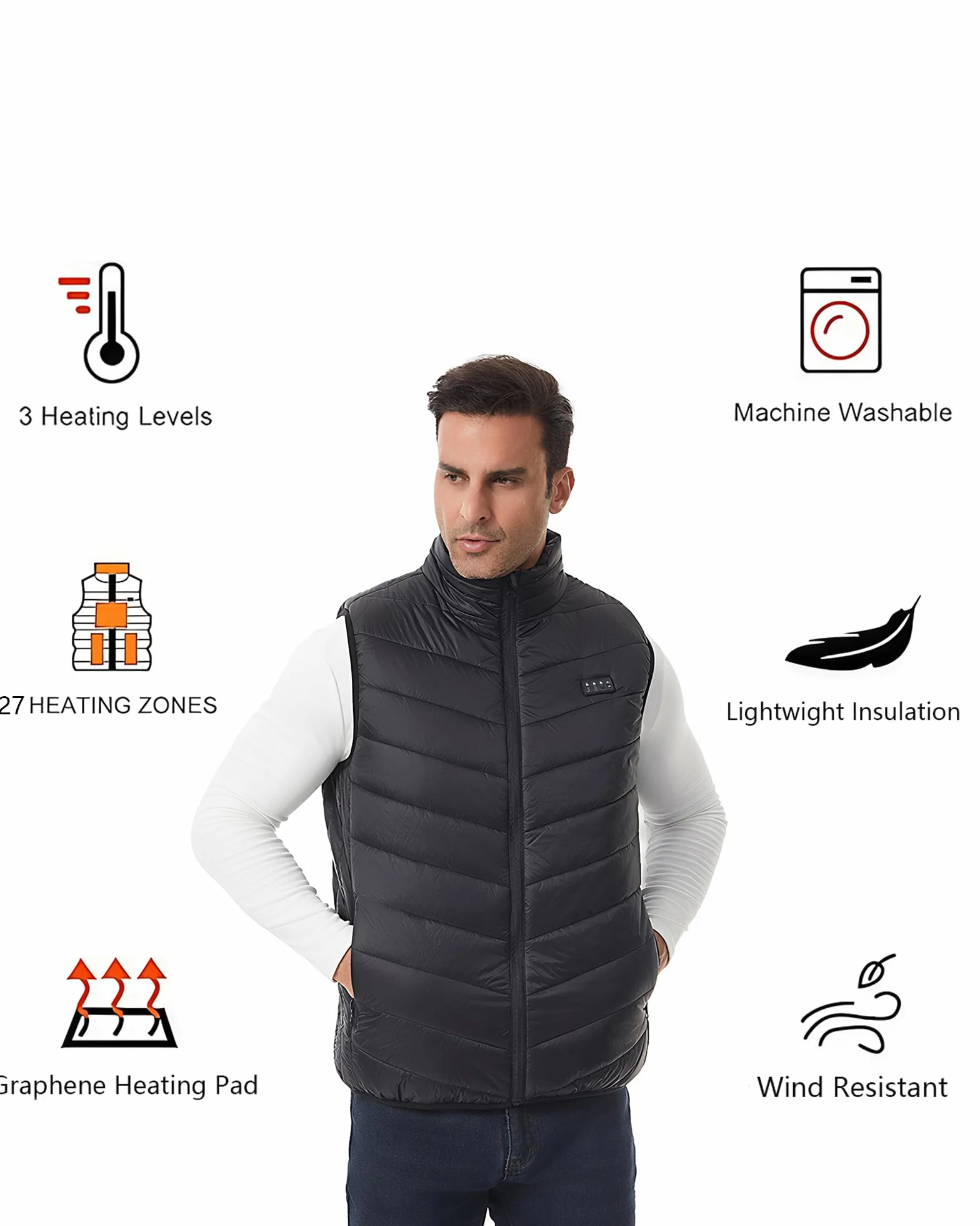 Monave Chaleco Calefactable Unisex para Pescar Motocicletas Acampar Esquiar