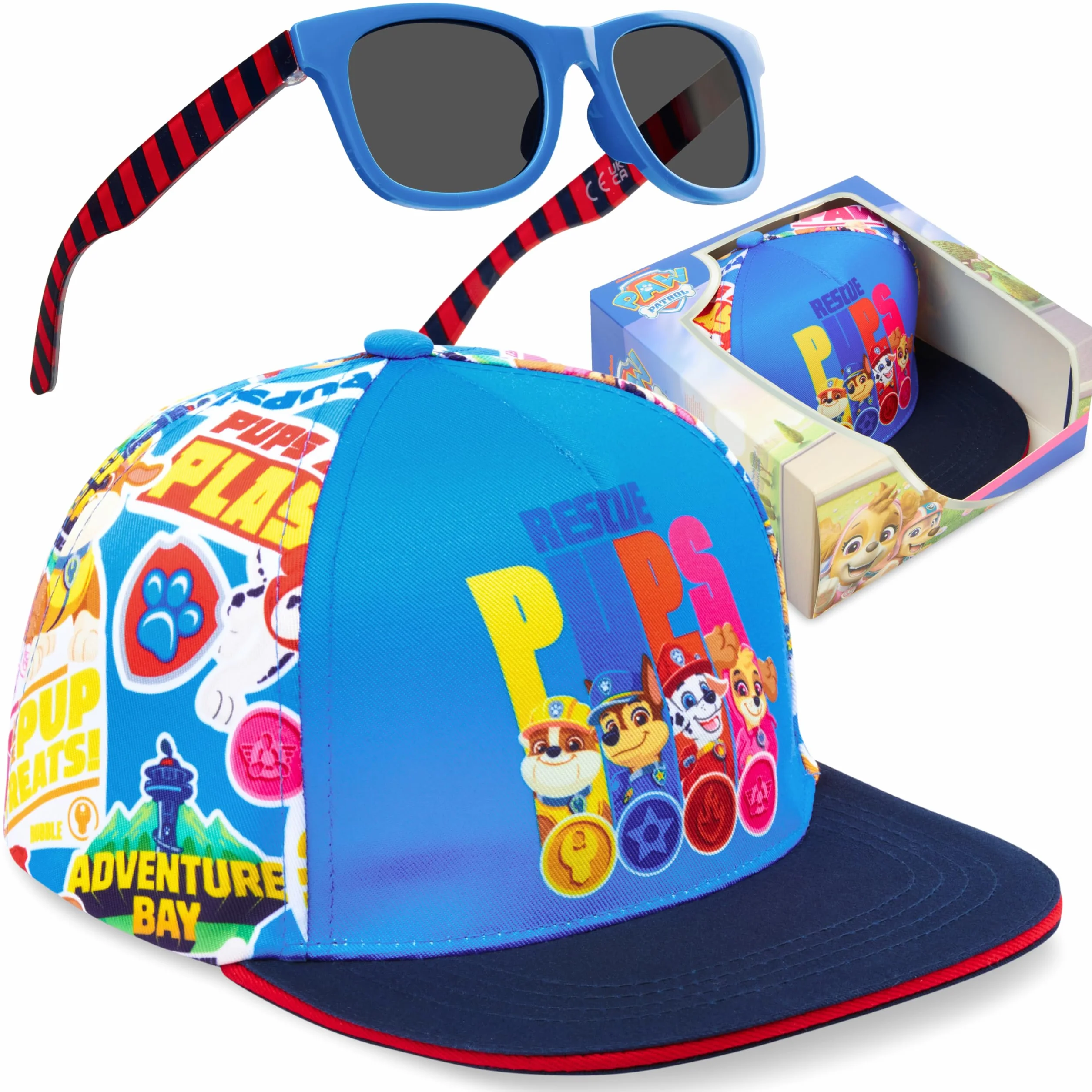 Hot Wheels Patrulla Canina Barrio Sesamo Gorra y Gafas de Sol Niño Set Verano Protección Solar UV