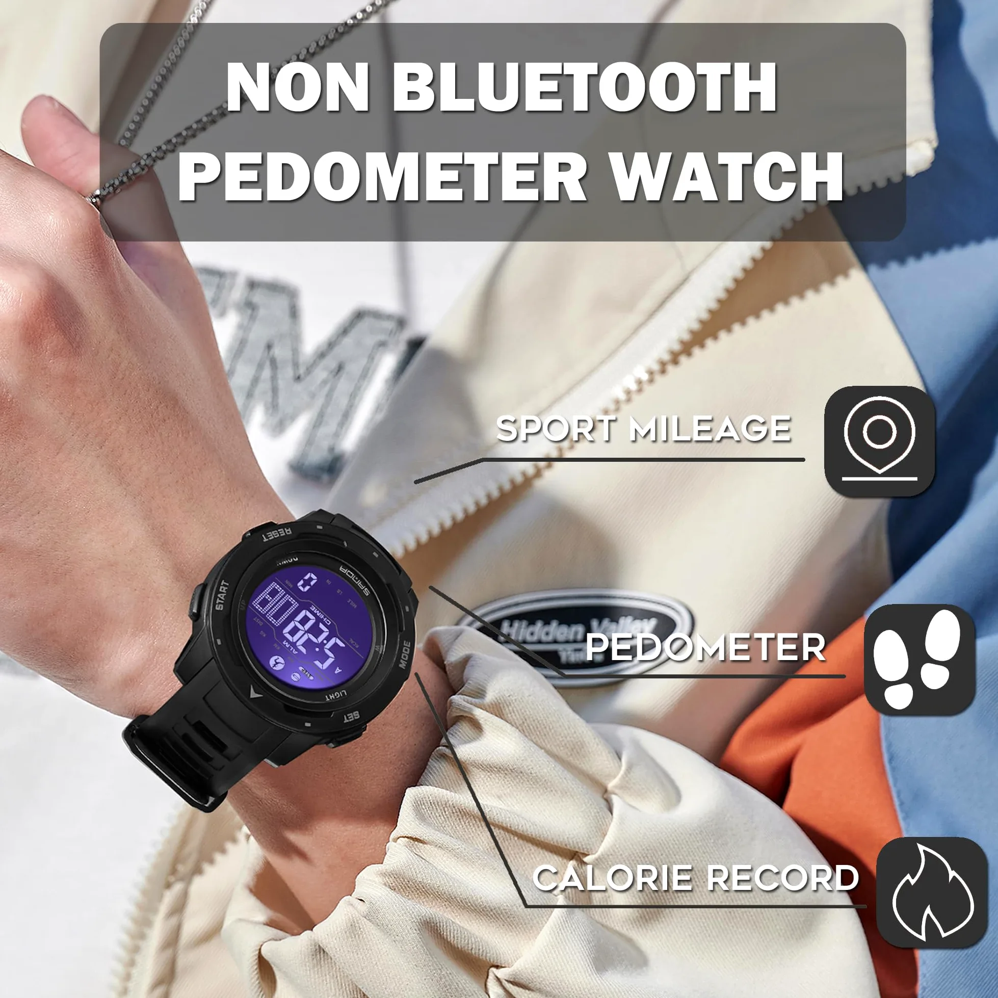 findtime Reloj Digital para Hombre Relojes Militares para Hombres Contador de Pasos y Calorías Podómetro Cronómetro Alarma Multifunción Retroiluminación LED 5ATM Resistente al Agua Reloj para Hombres