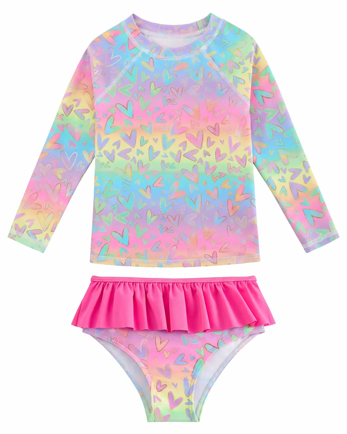 Bañador Niña Dos Pieza Manga Larga UPF 50+ Proteccion Solar Natacion Playa