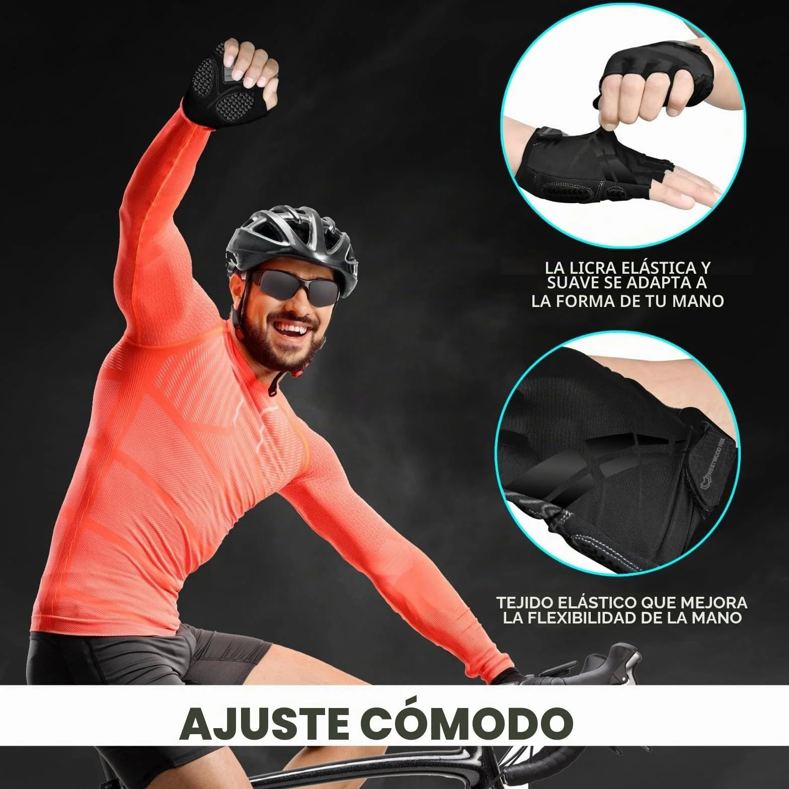 WESTWOOD FOX Guantes de Ciclismo Unisex con Acolchado de Gel Antideslizante Transpirables