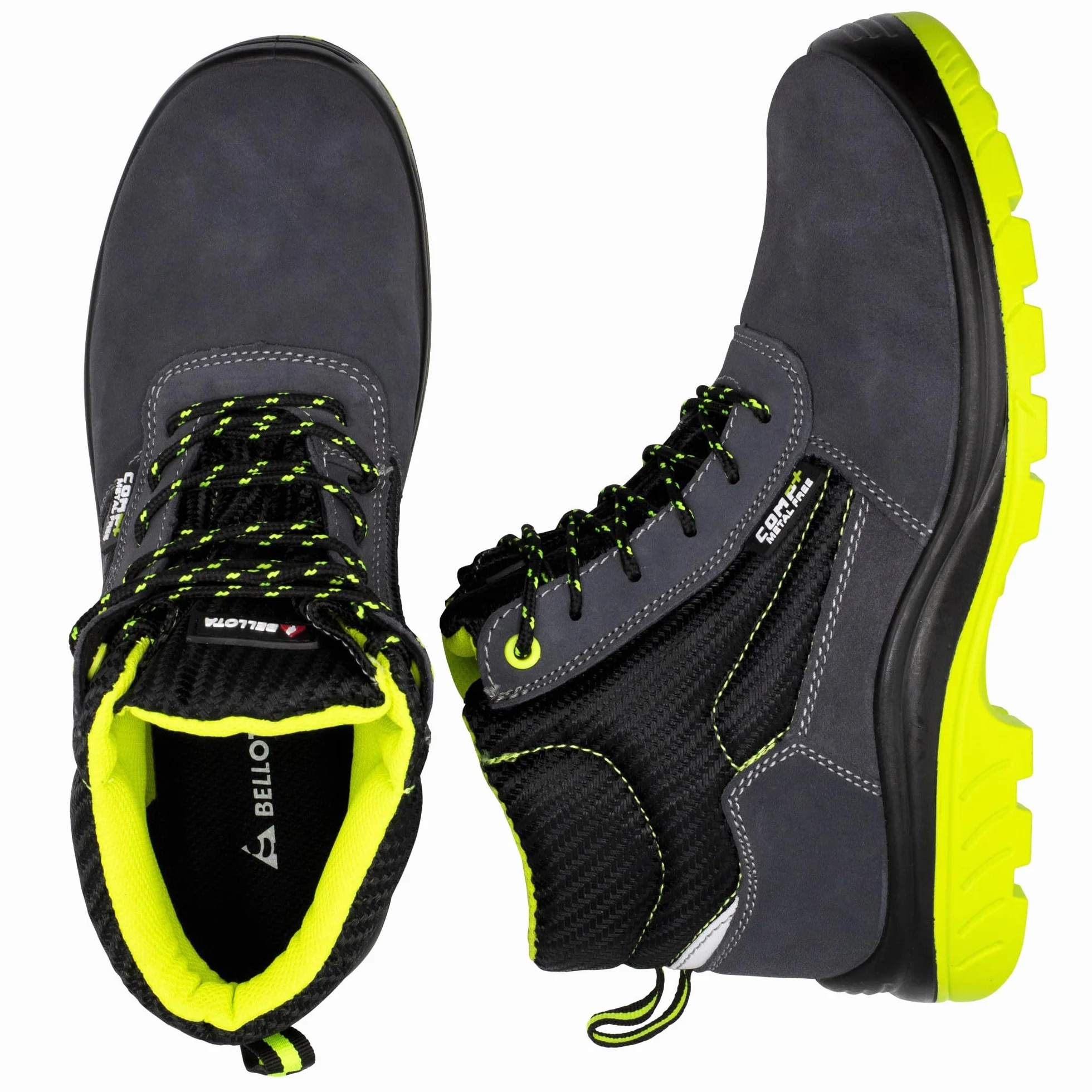 Bellota 72309S1P Bota de Seguridad Piel Serraje Transpirable Resistente Golpes Rozaduras Negro Verde