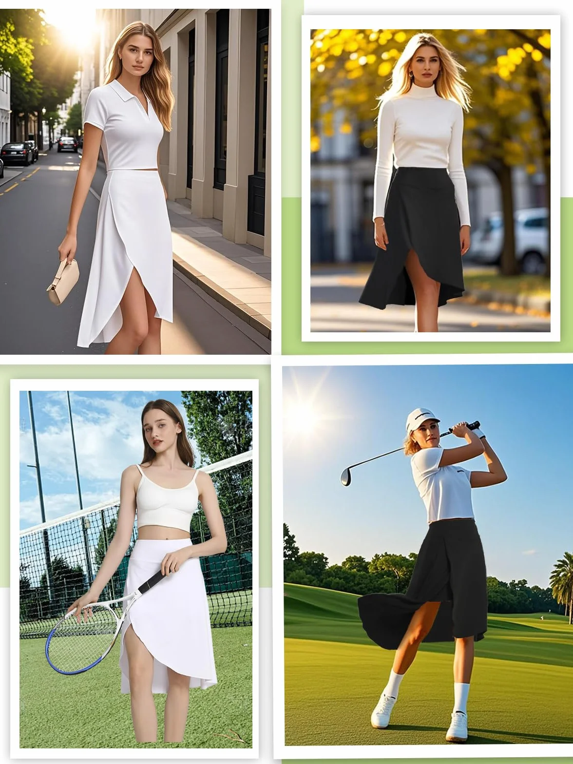 Bezioner Falda Pantalon Mujer Midi Deportiva Larga Padel Tenis Golf con Pantalones Cortos Bolsillos