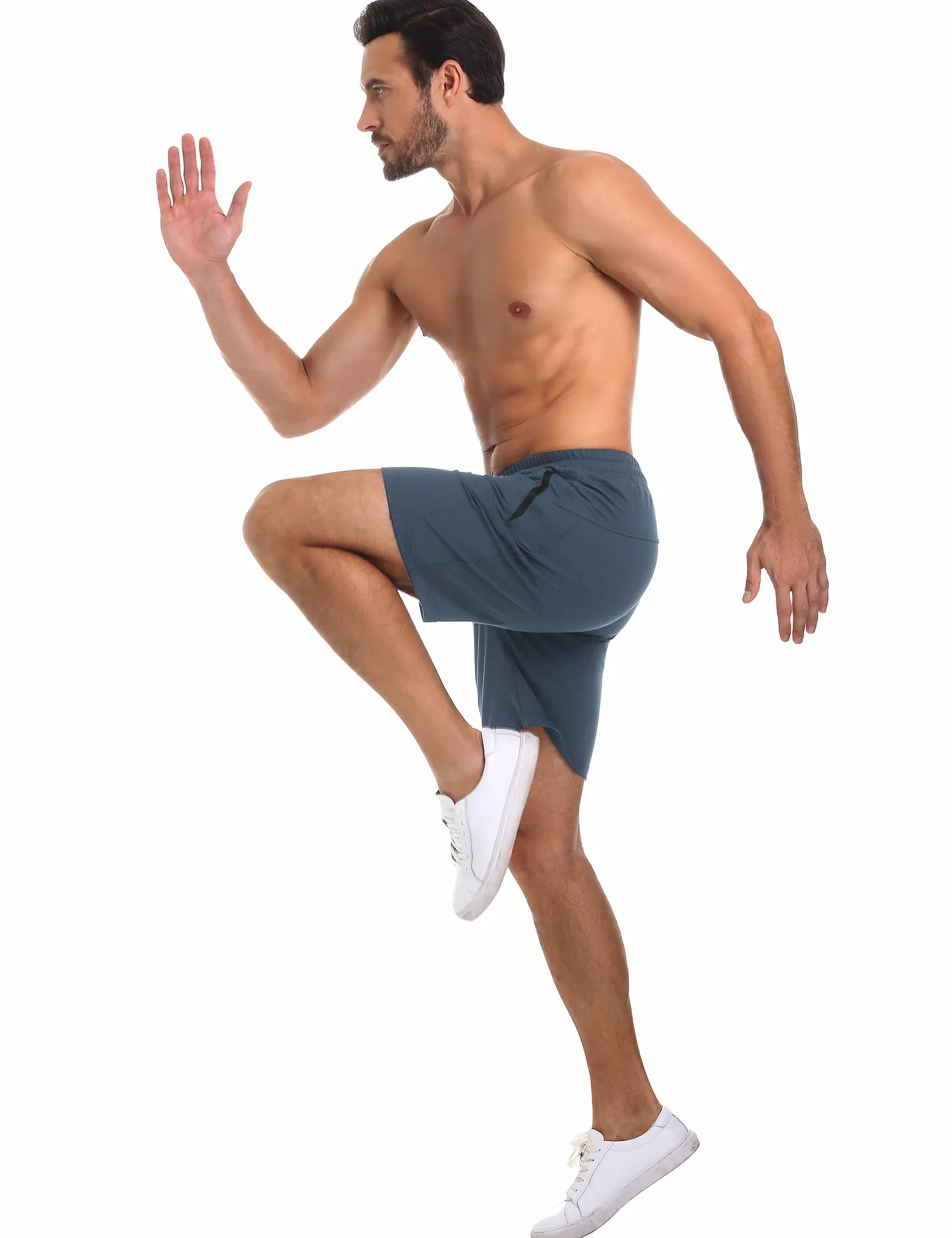 Pantalones Cortos Deportivos Hombre Algodón Bermuda Shorts Cremallera Running Fútbol
