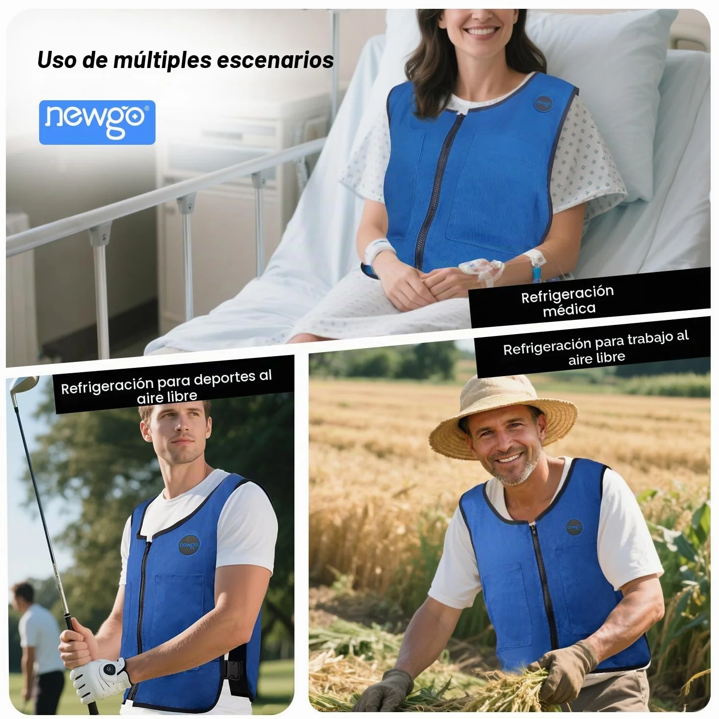 NEWGO Chaleco de hielo enfriamiento rápido ajustable con bolsillo para hombre mujer