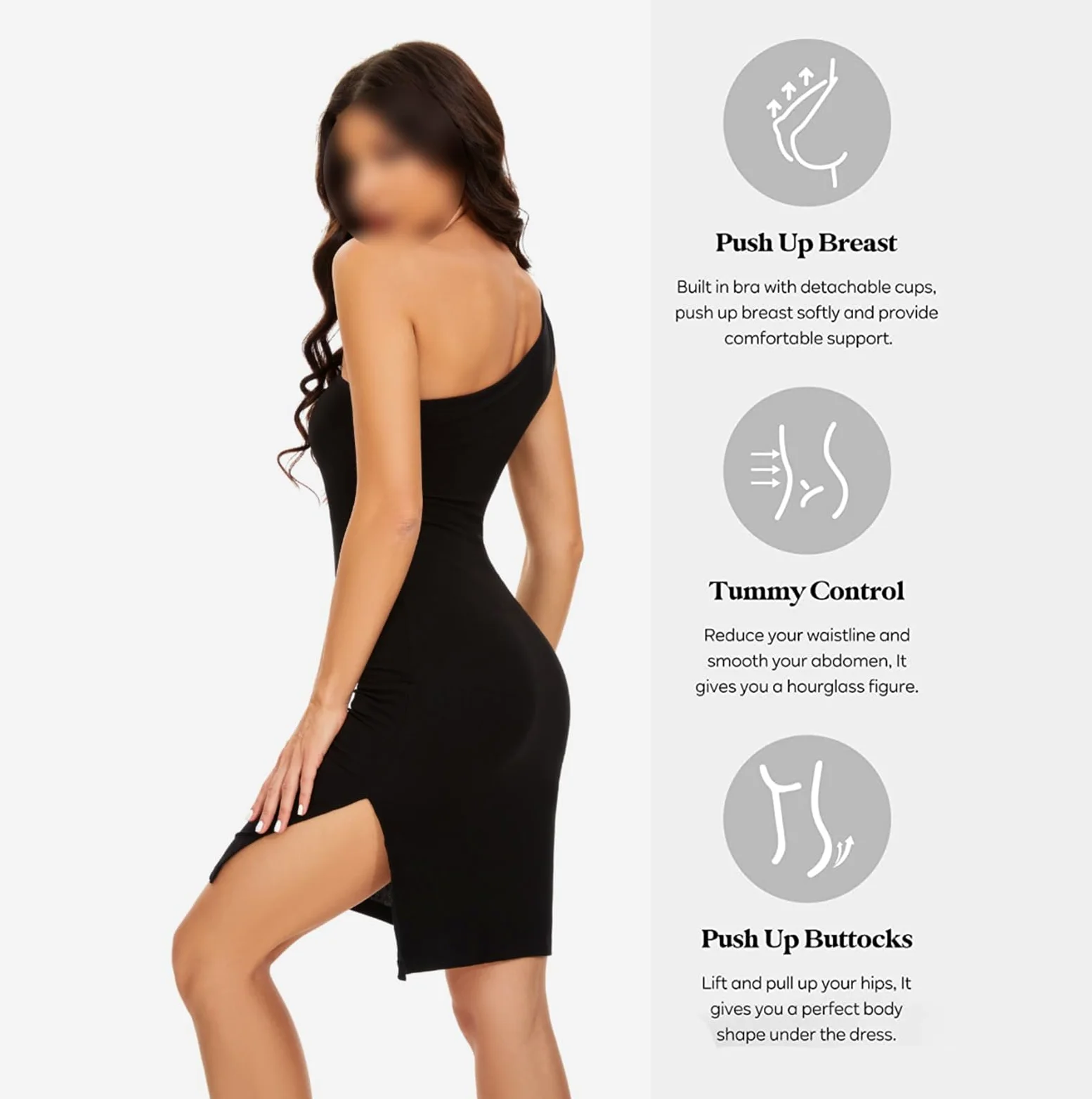 HLTYGWX Vestido Lencero Moldeador para Mujer Debajo del Vestido Vestido Largo con Control de Barriga