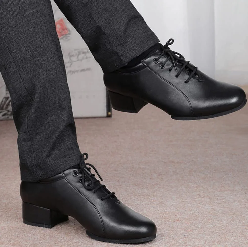 Zapatos de Baile de Salón para Hombre de Cuero con Tacón de Encaje 3cm 4,5cm Salsa Latina