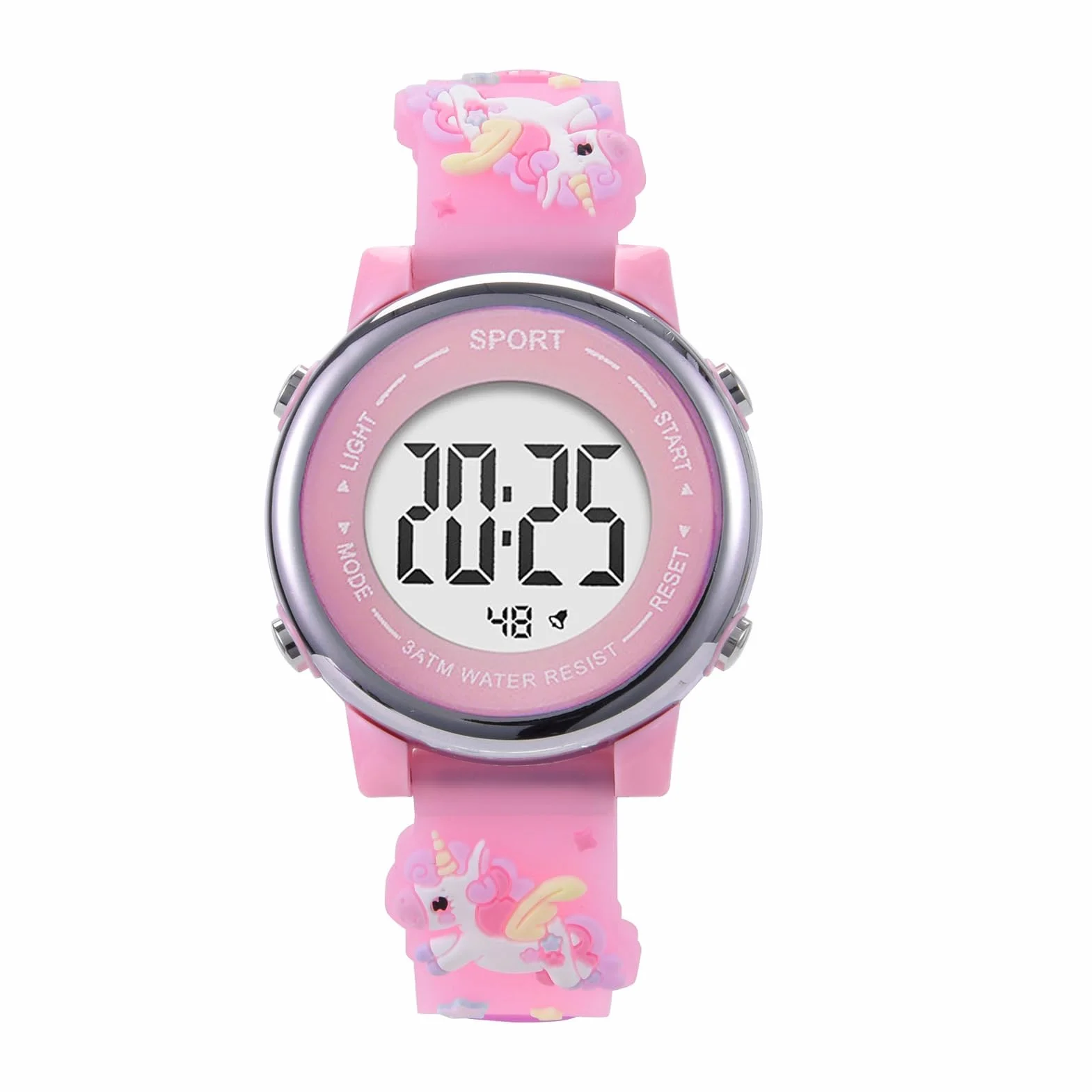 Reloj Infantil Digital Educativo de Silicona con Dibujos Animados 3D, Luz LED 7 Colores, Multifunción Regalo para Niñas 3-12 Años