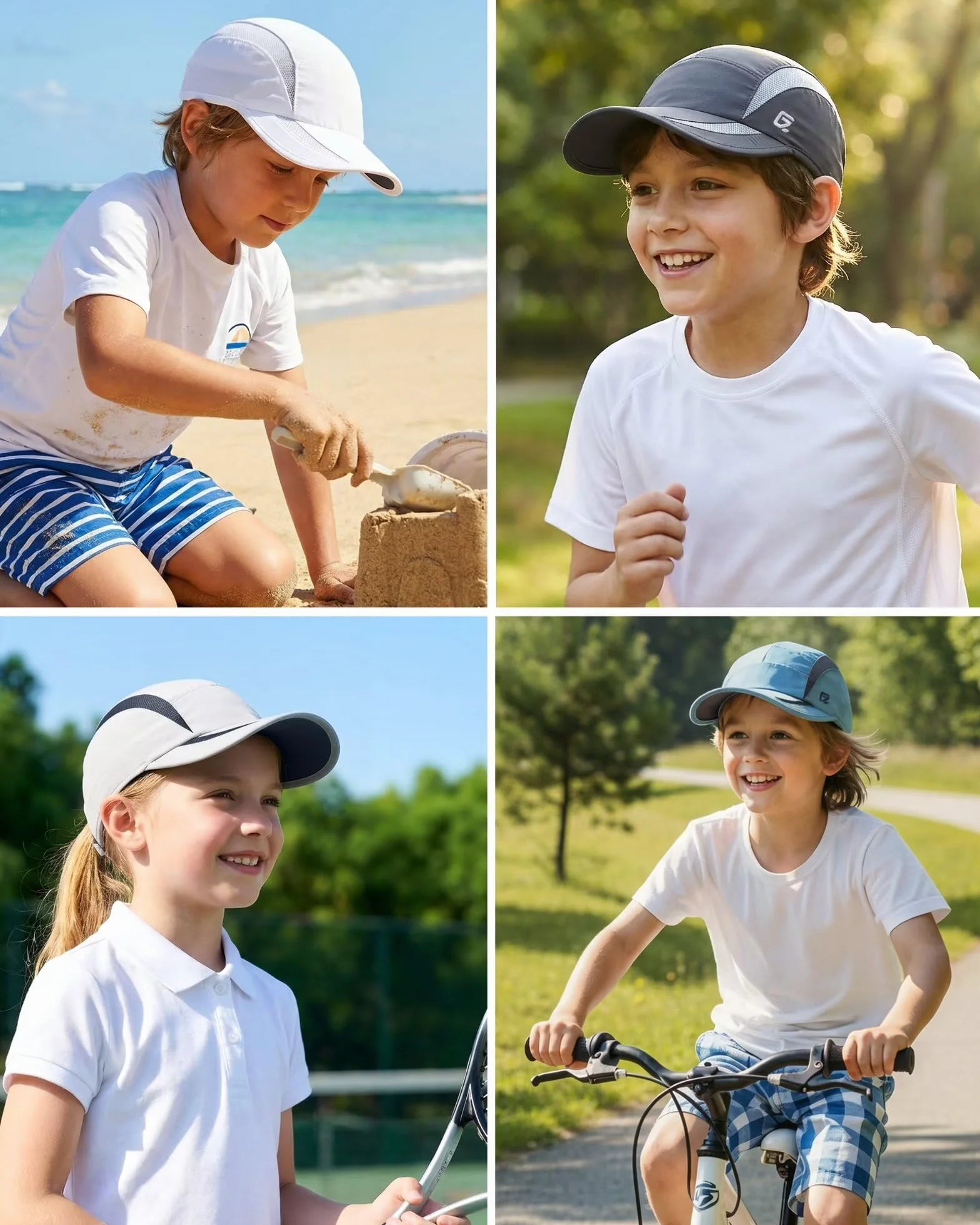 GADIEMKENSD Gorra Deportiva Infantil UPF 50+ Malla Transpirable Secado rápido Verano