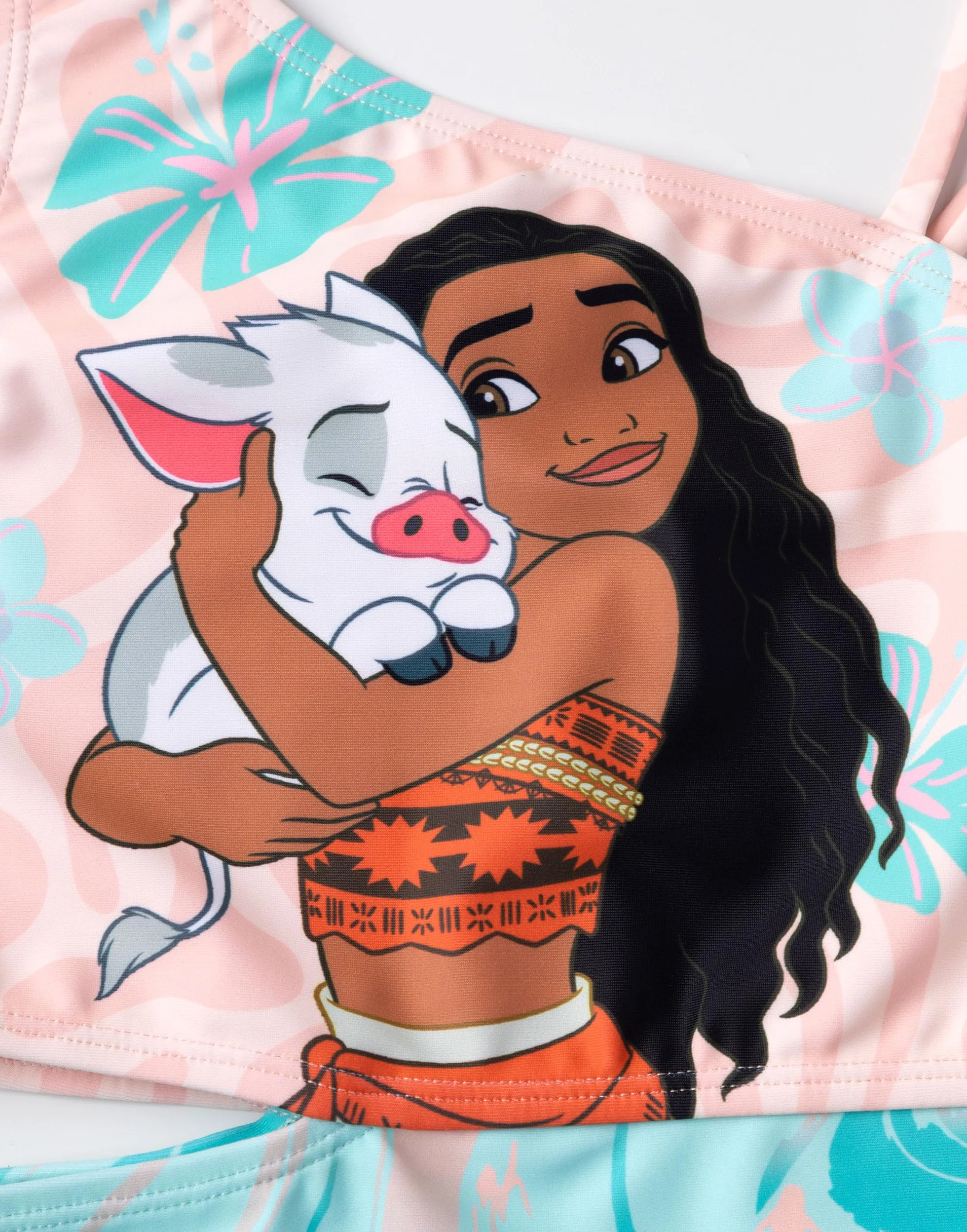 Disney Bañador Moana Niña Rosa Turquesa 1 Pieza Traje Baño Ondas Florales Best Friends