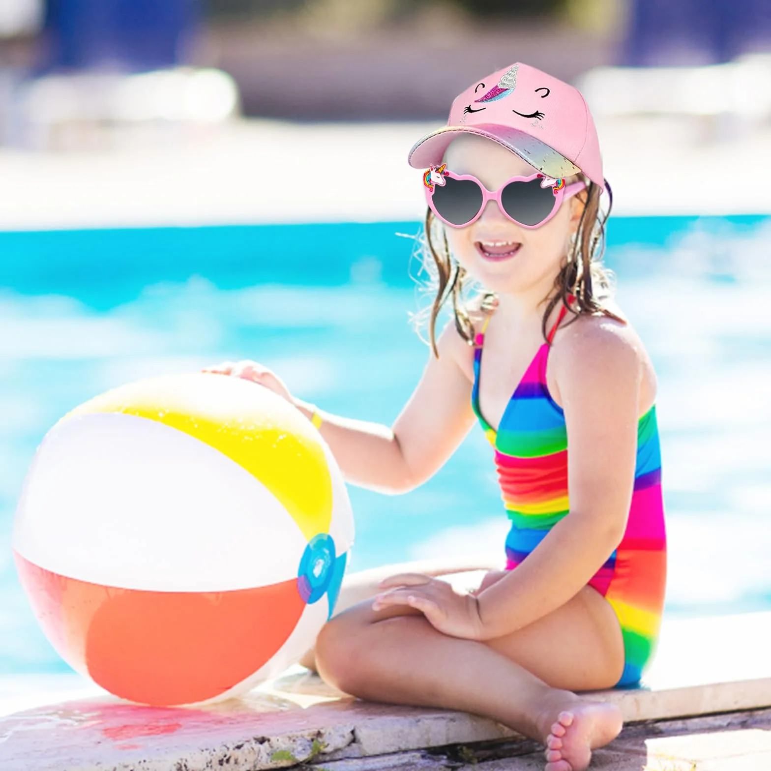 Gorra de Béisbol Unicornio para Niñas con Gafas de Sol Polarizadas Ajustable