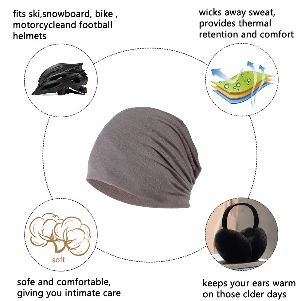 Gorro Slouchy Algodón para Cabeza Quimio Cáncer Mujeres Hombres Turbante Elástico