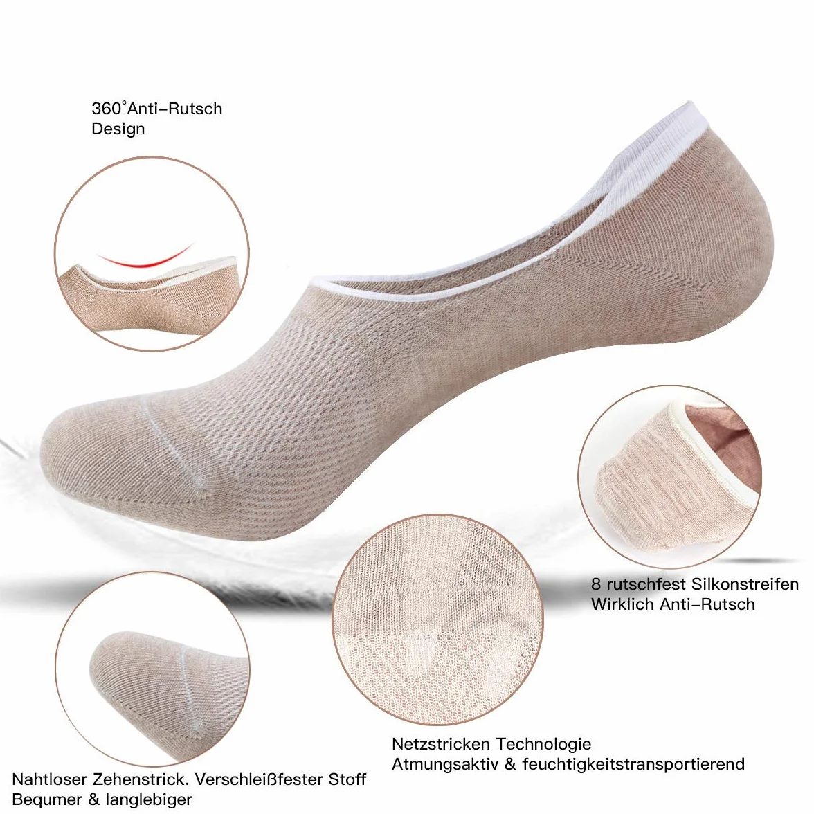 HeyUU 3 6 10 Pares Calcetines Algodón Deporte Invisible Silicona Antideslizantes