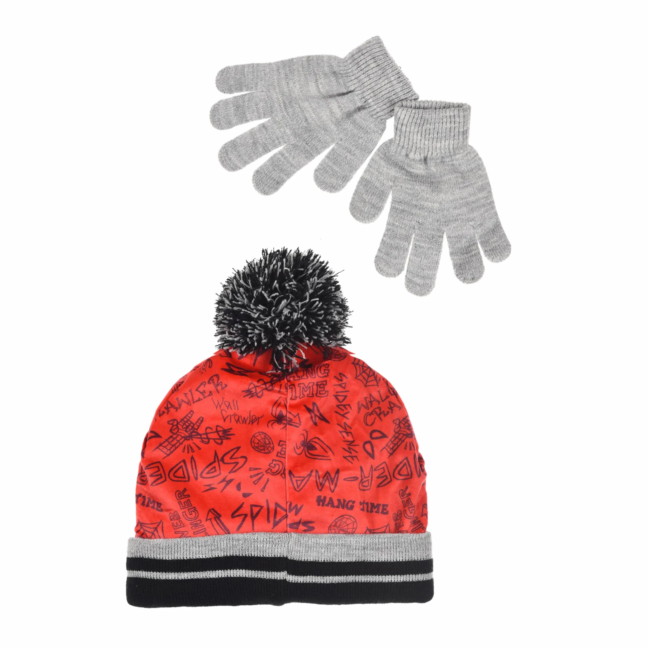 Marvel Spiderman Conjunto de Invierno para Niño Gorro y Guantes Gris