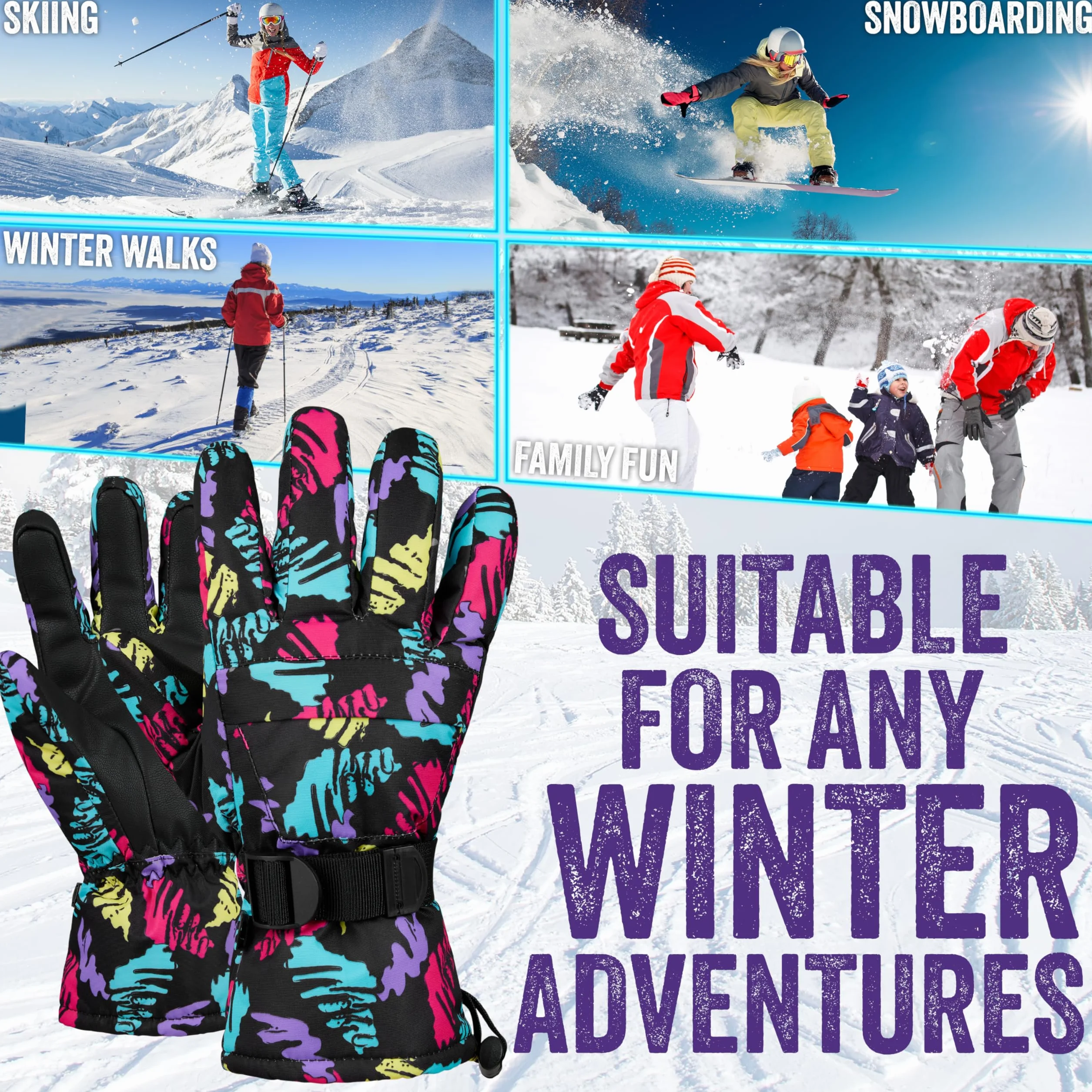 CityComfort Guantes Esquí Mujer Térmicos Impermeables Táctiles Invierno Forrado Cálido Snowboard Nieve Frío