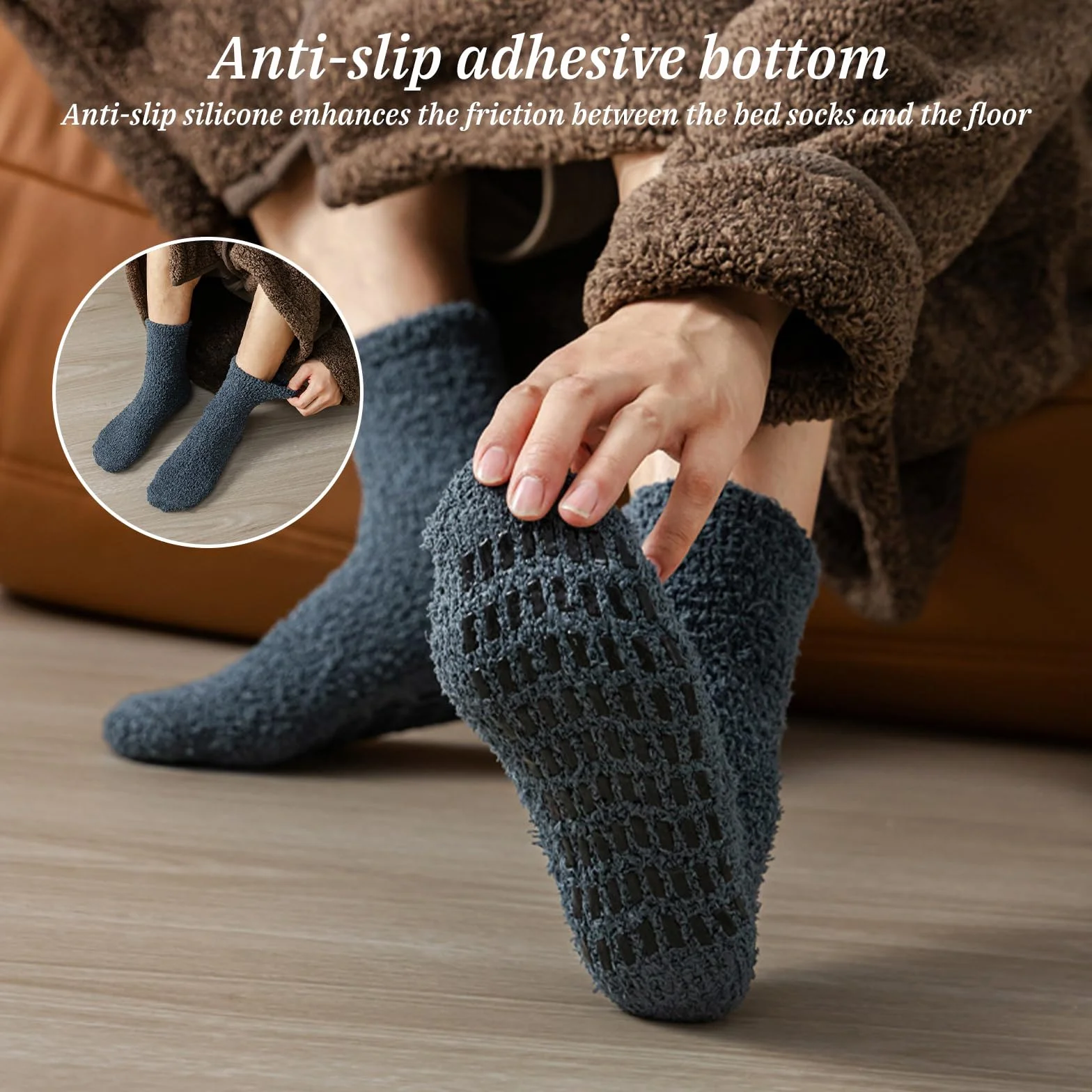 Flintronic Calcetines Invierno Antideslizantes Hombre Calcetines Térmicos Gordos