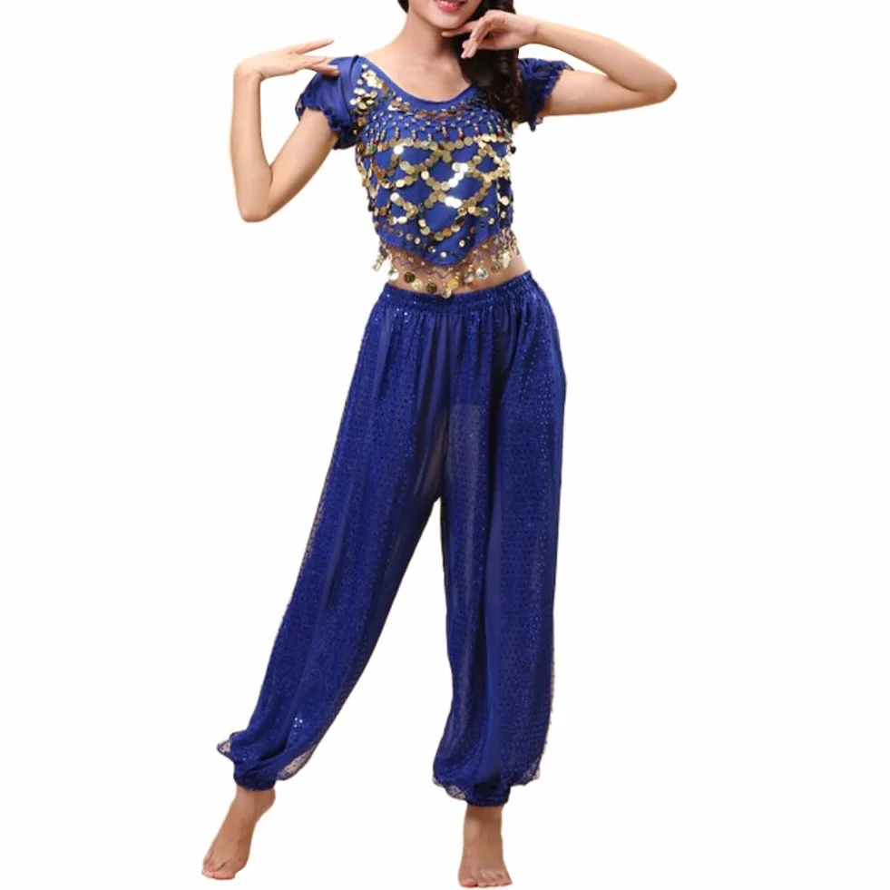 Trajes de Danza del Vientre para Mujer Parte Superior y Pantalones Linterna Bailarina Carnaval