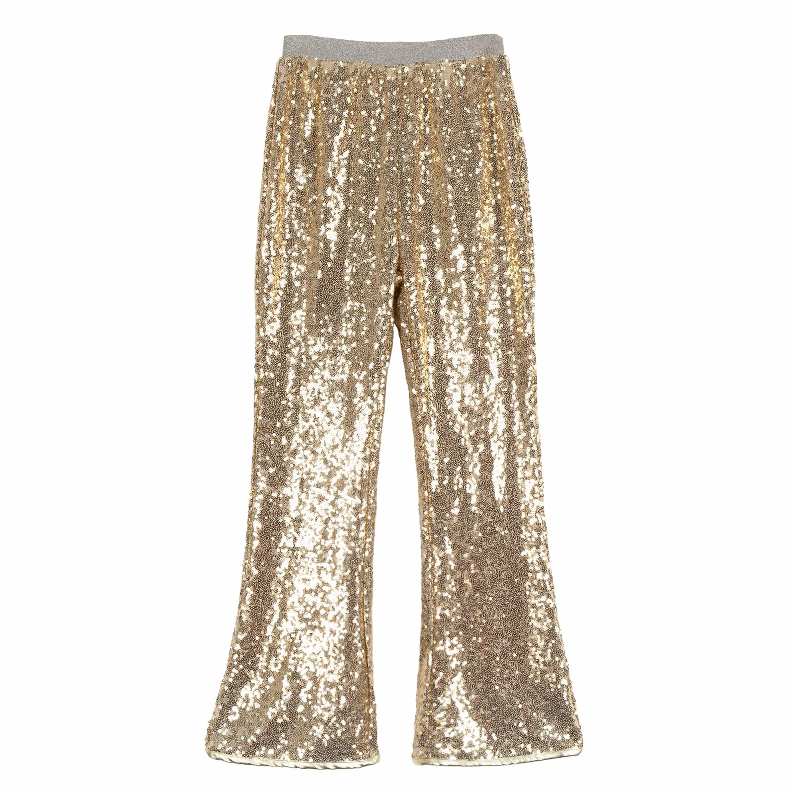 Pantalones de Lentejuelas para Niña, Acampanados Disco Brillantes, Ropa de Fiesta Hip Hop