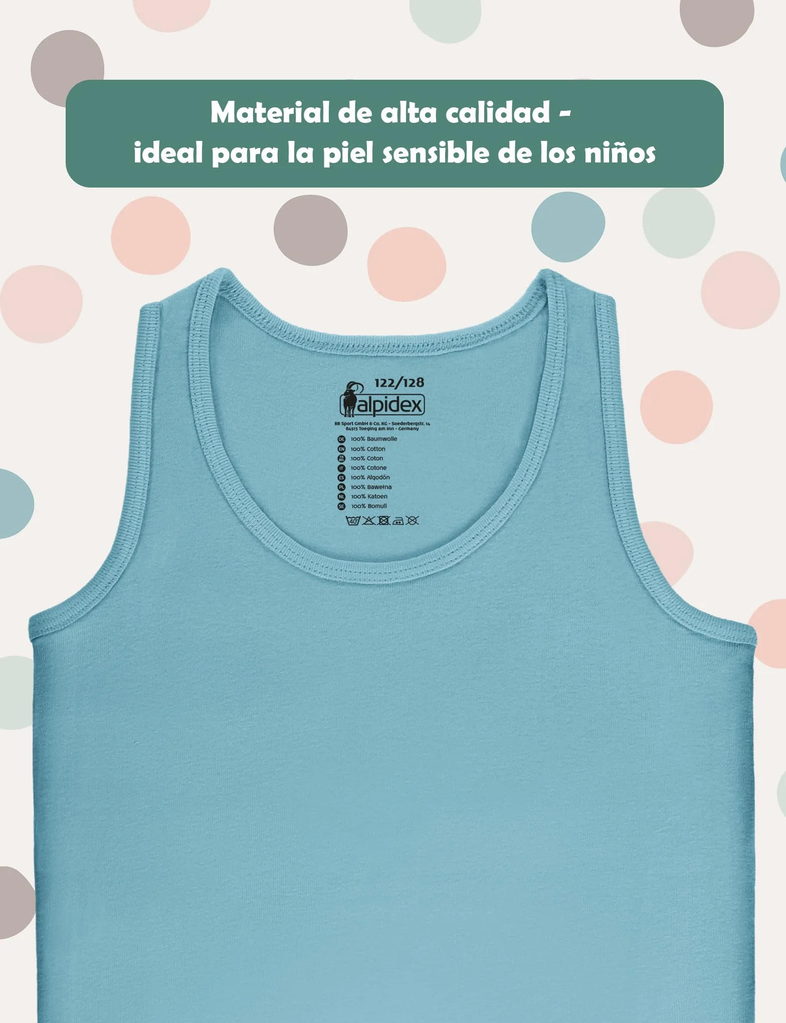 Pack de 5 Camisetas Interiores Niñas 100% Algodón Sin Mangas