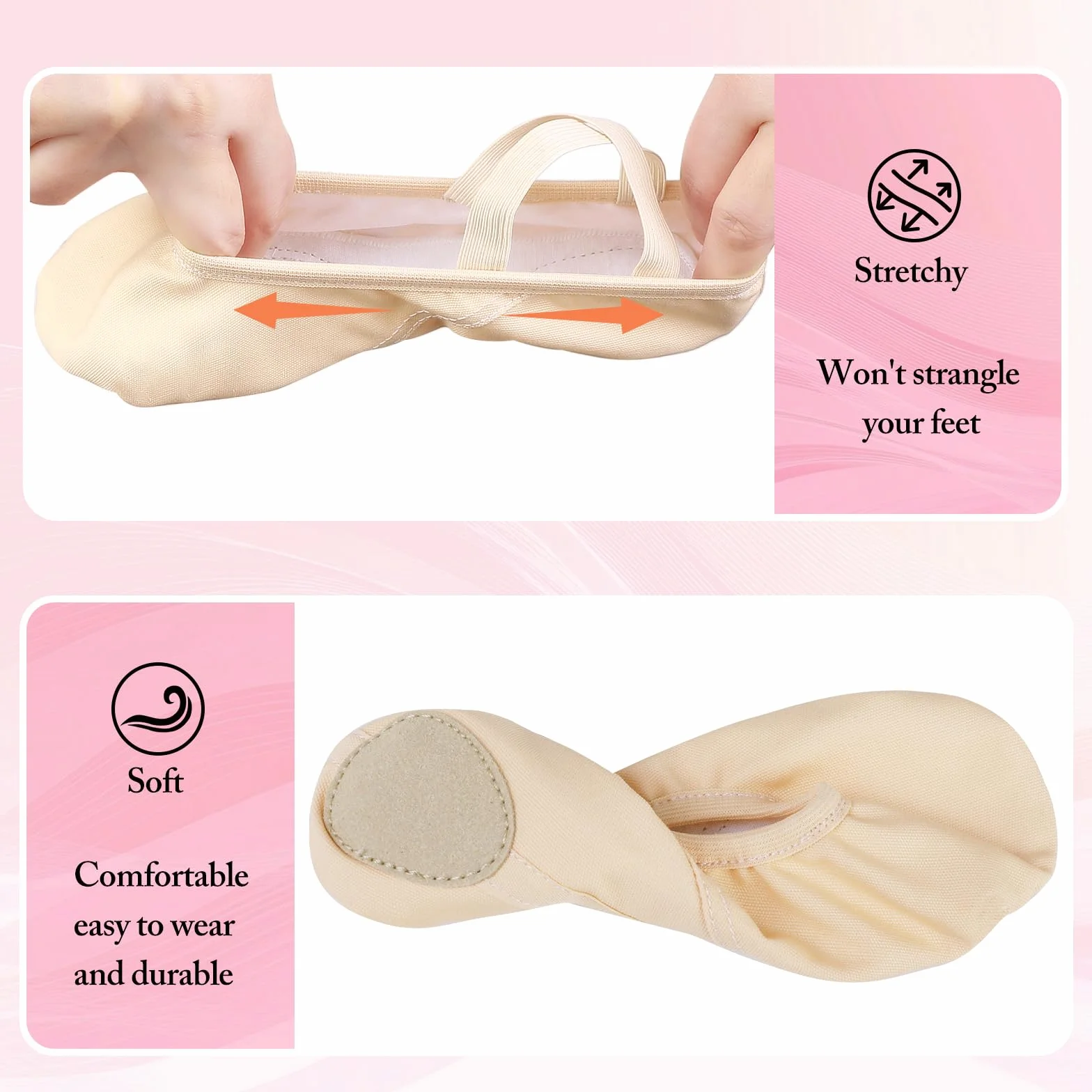 Zapatillas de Ballet Niña Suela Partida Cuero Punteras Gimnasia Ritmica Tallas 21-44 EU