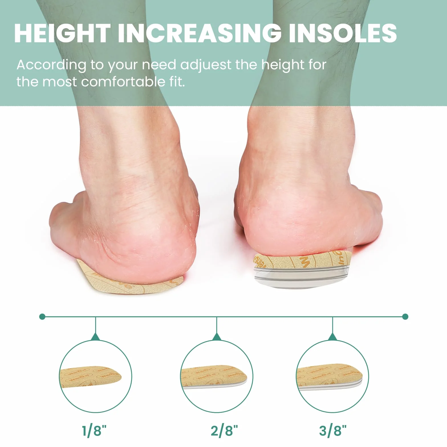 Taloneras Fascitis Plantar Silicona Gel Alivio Dolor Talón Espolones Calcáneos Beige 3 Capas